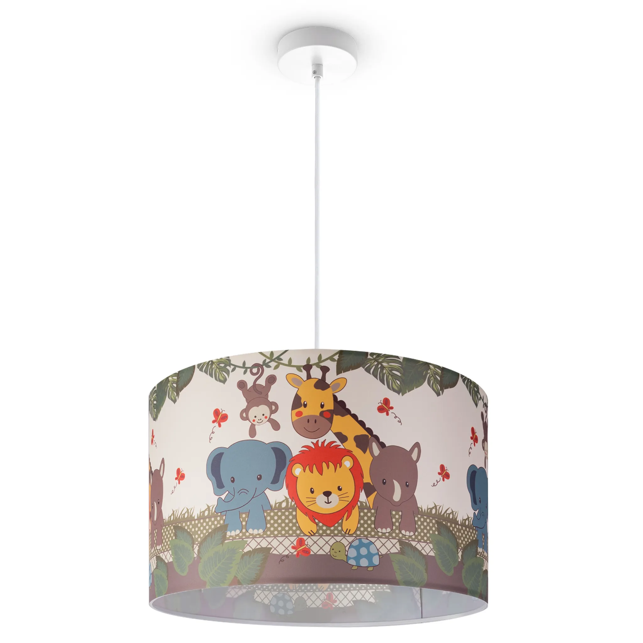 Kinderlampe Deckenlampe LED Pendelleuchte Kinderzimmer, Dschungel-Tiere,  E27 Leuchten Farbe / Größe Grün