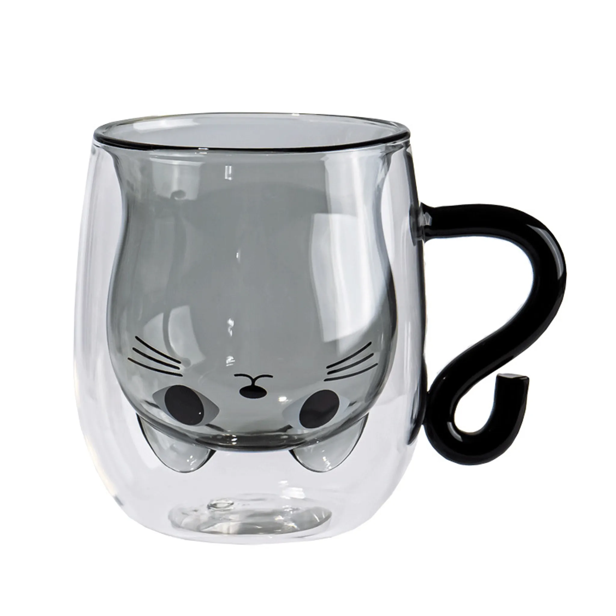 Glastasse mit schwarzer Katze, niedliche