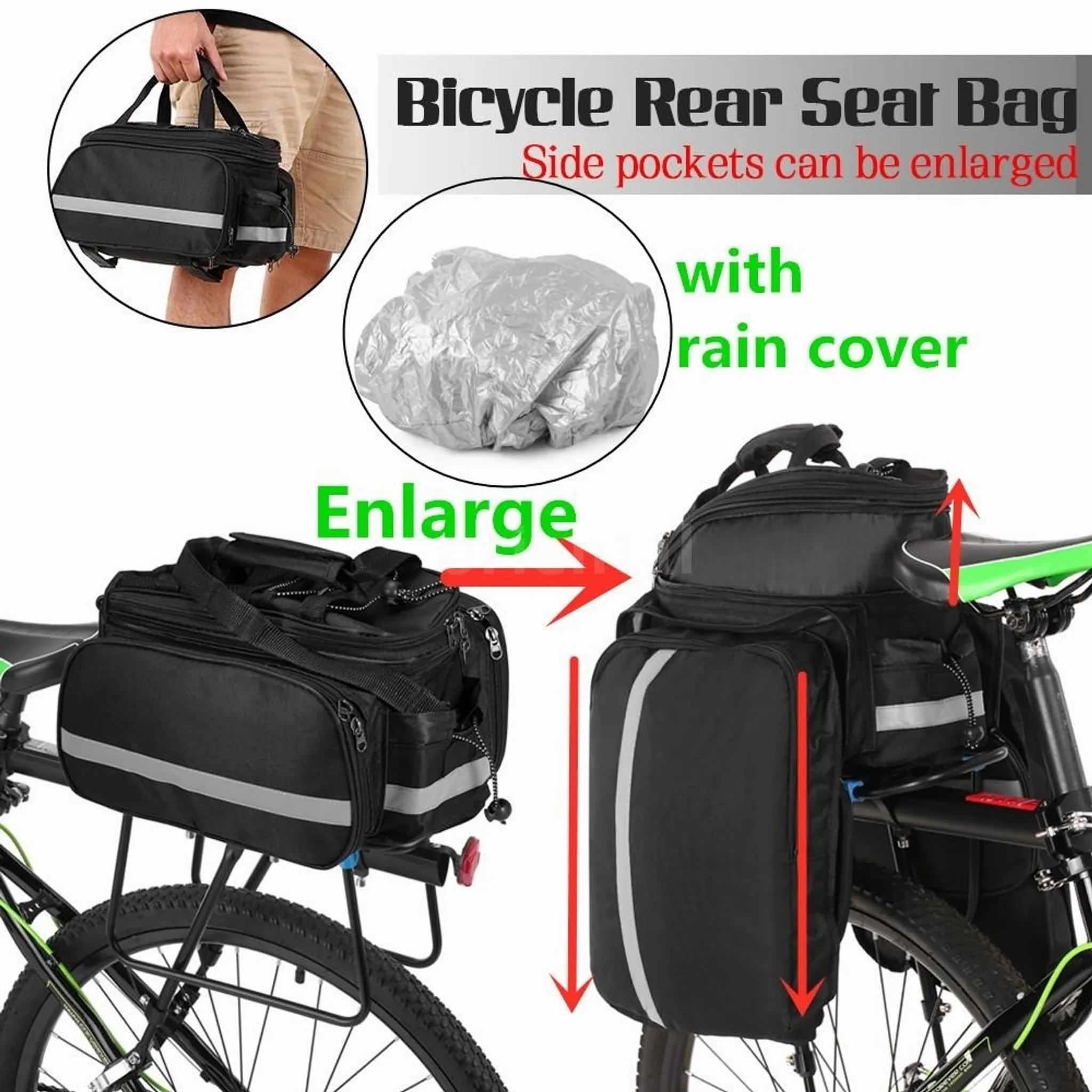Fahrrad-Rücksitz-Tasche, Fahrrad-Aufbewahrungstasche, große