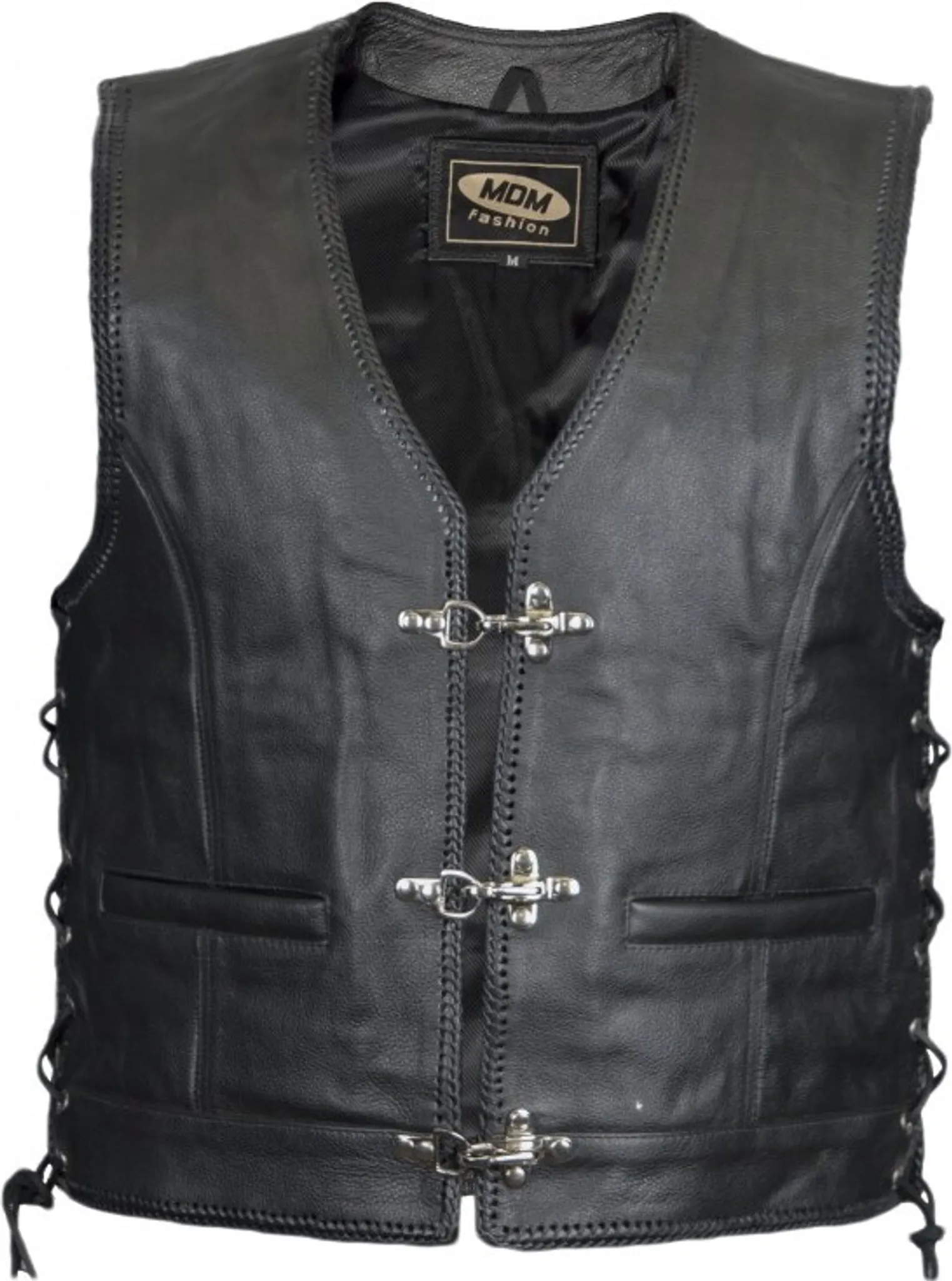 Herren Westen Paulgos Lederweste Weste Kutte Leder Biker Rocker Motorrad Clubweste Bikerweste