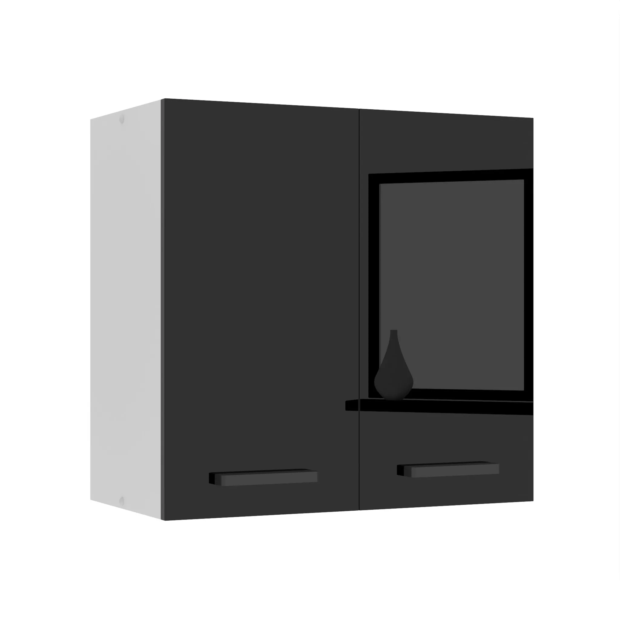 Breite SG2. Schwarz Küchenschränke Belini Hochglanz Türen, Wandschrank Oberschrank 2 Hängeschrank 60 cm. Hängend, Küchenhängeschränke, mit Küche,