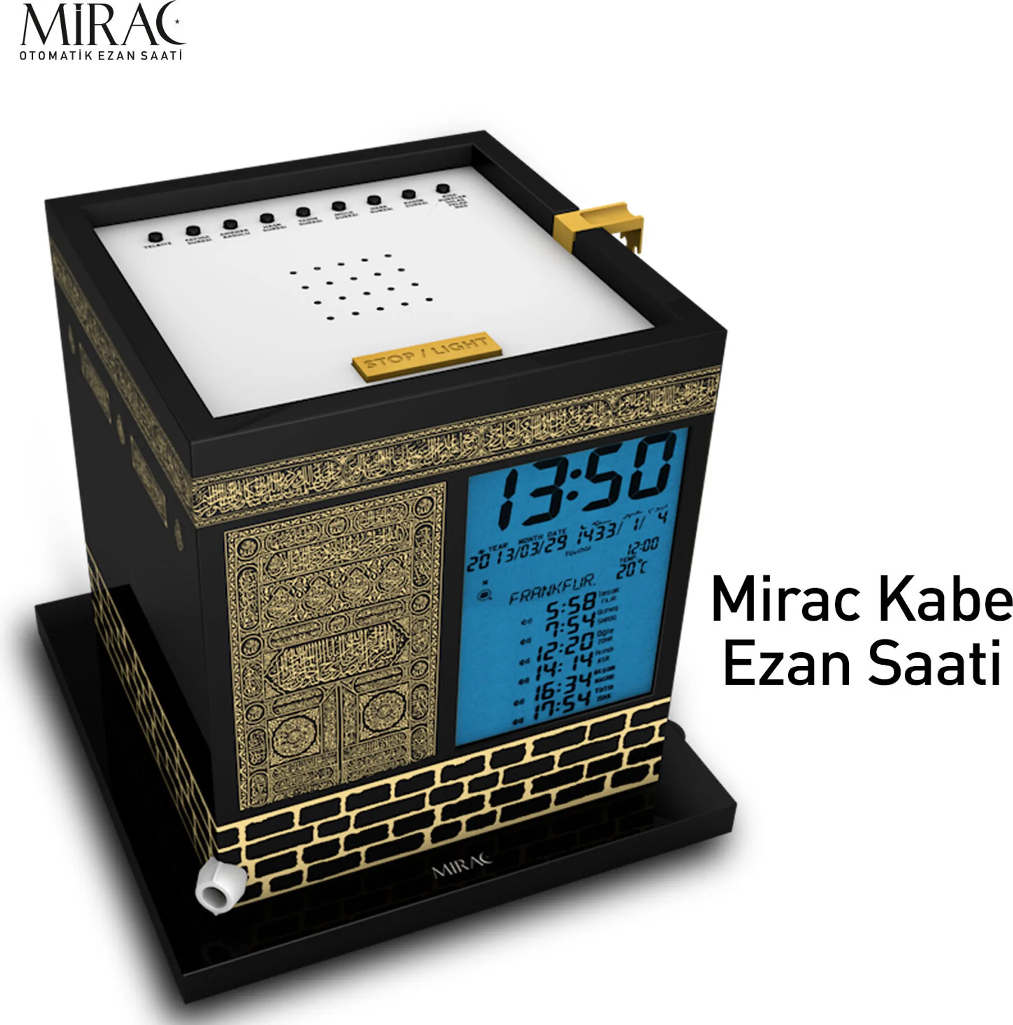 Mirac Gebetsrufuhr mit Kaaba-Modell, Azan Uhr mit 12