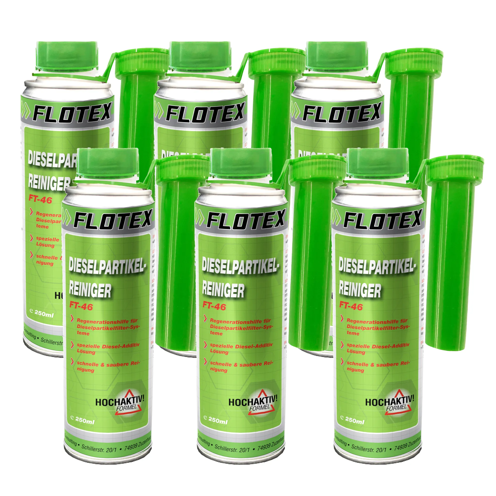 Flotex Diesel Partiklefilter Reiniger, 6 x 250ml Additiv DPF
