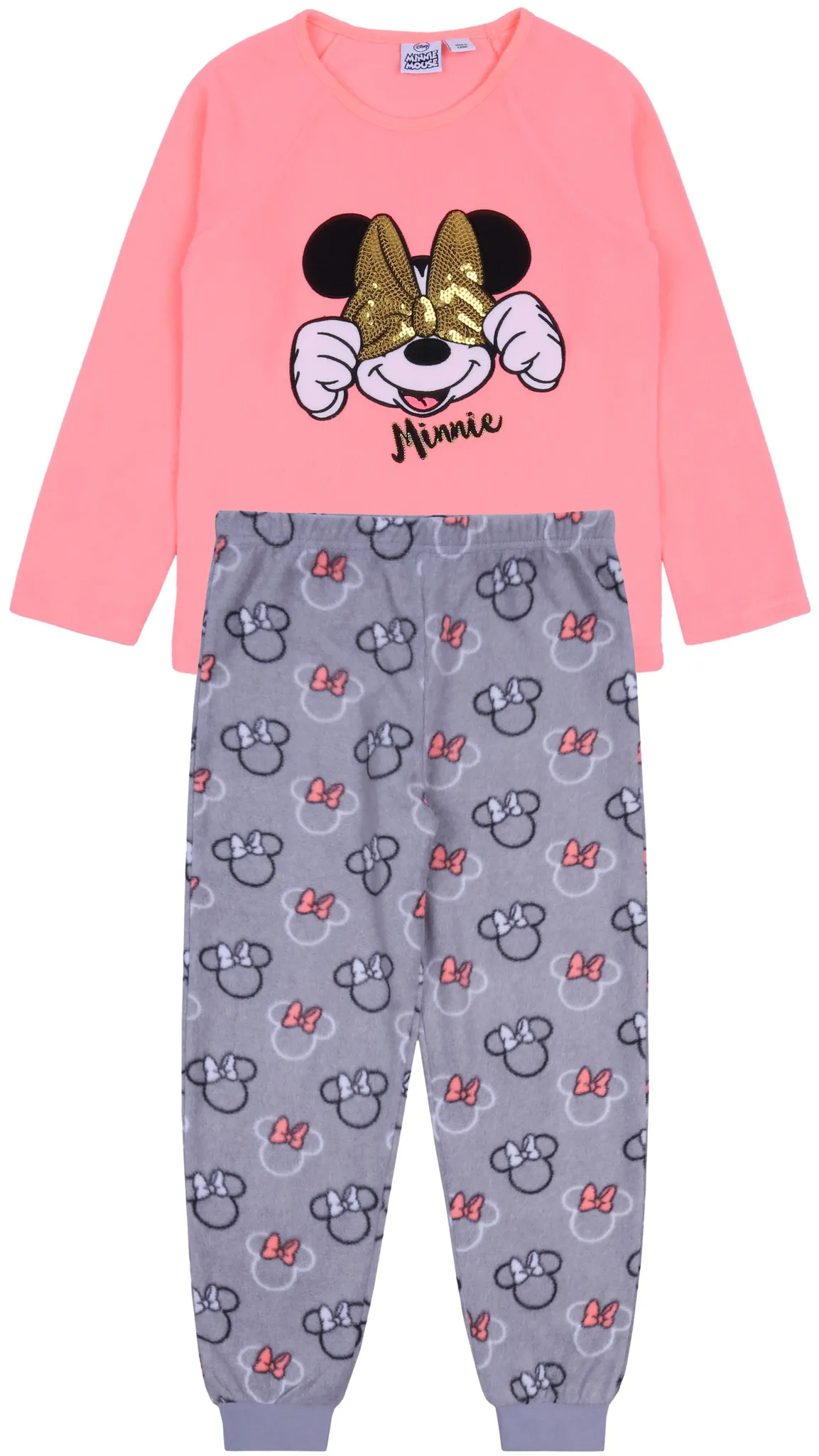 Pyjama Minnie Mouse mit neonfarbenem Oberteil