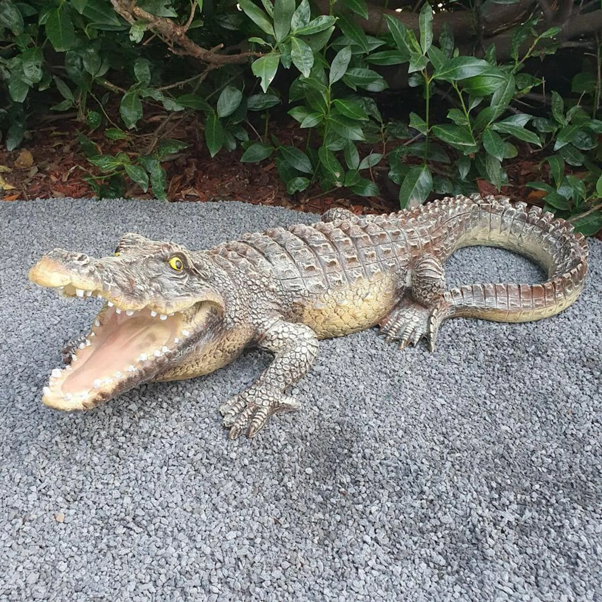 Krokodil-Steinfigur Für Den Garten – 13 Cm Hoch, 10 Kg, Frostsicher Aus Steinguss | Grau, Outdoor-Deko