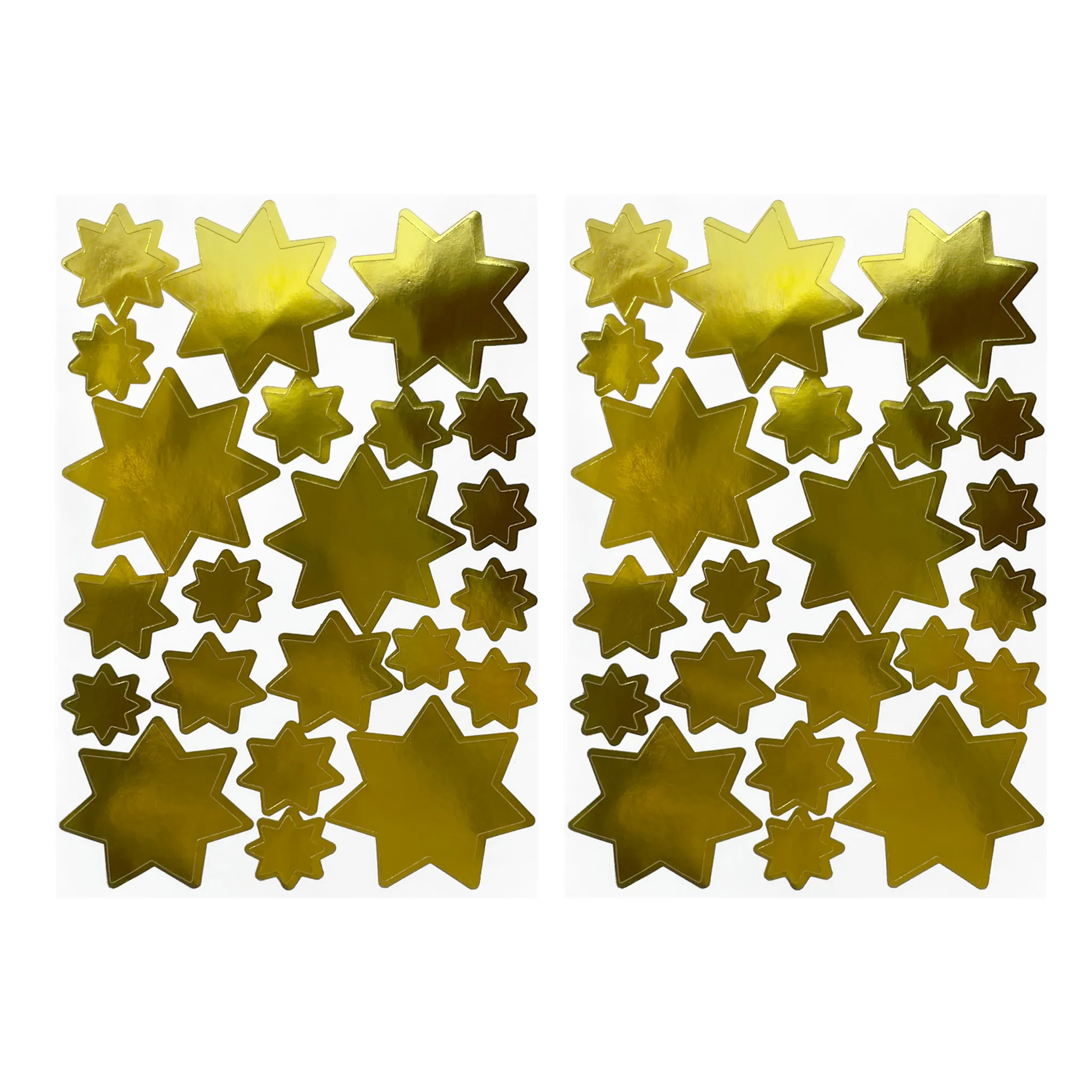 Oblique Unique 44 Sterne Sticker Stern Aufkleber für Weihnachten  Weihnachtsdeko Geschenkdeko Basteln Glänzend - gold