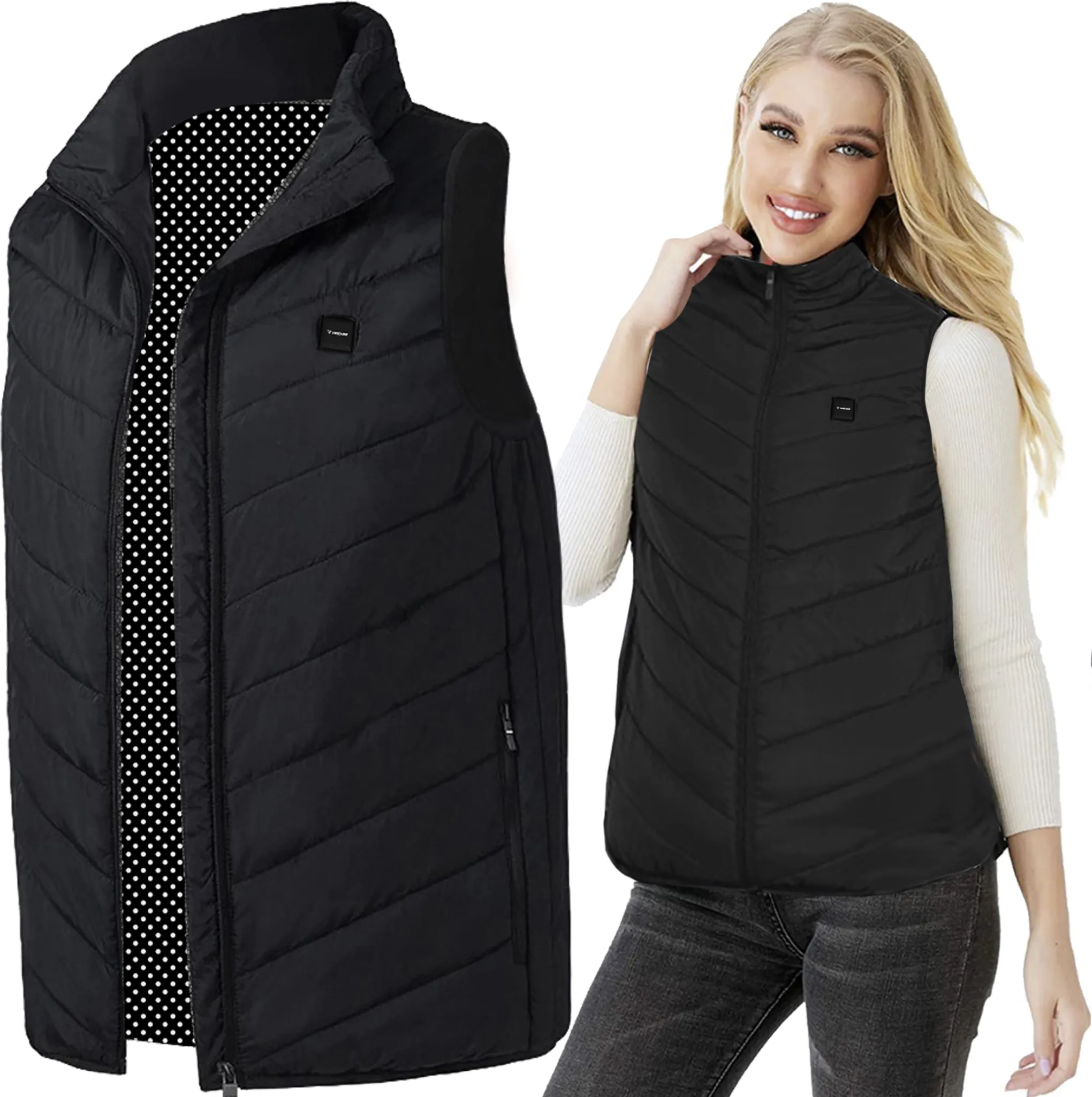 Gilet Riscaldato Donna In Pile Con Batteria 16000mAh | 9 Zone Di Calore | Gilet Elettrico Invernale Con Controller | Taglia XS