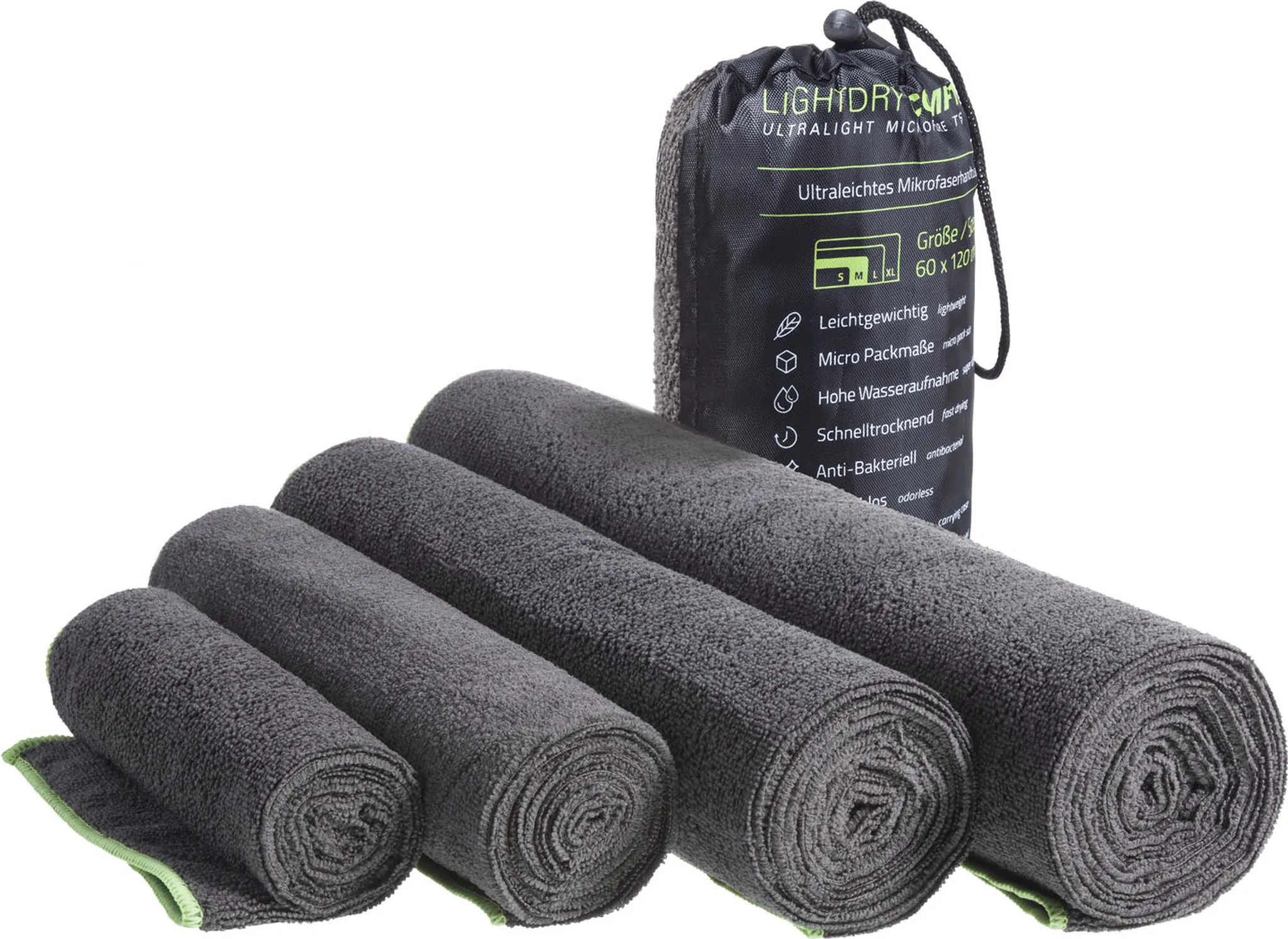 Puomue Mikrofaser-Handtücher Damen – 2 Stück In Grau & Kamel, Saugstark & Weich, Perfekt Für Sport, Reisen & Wellness