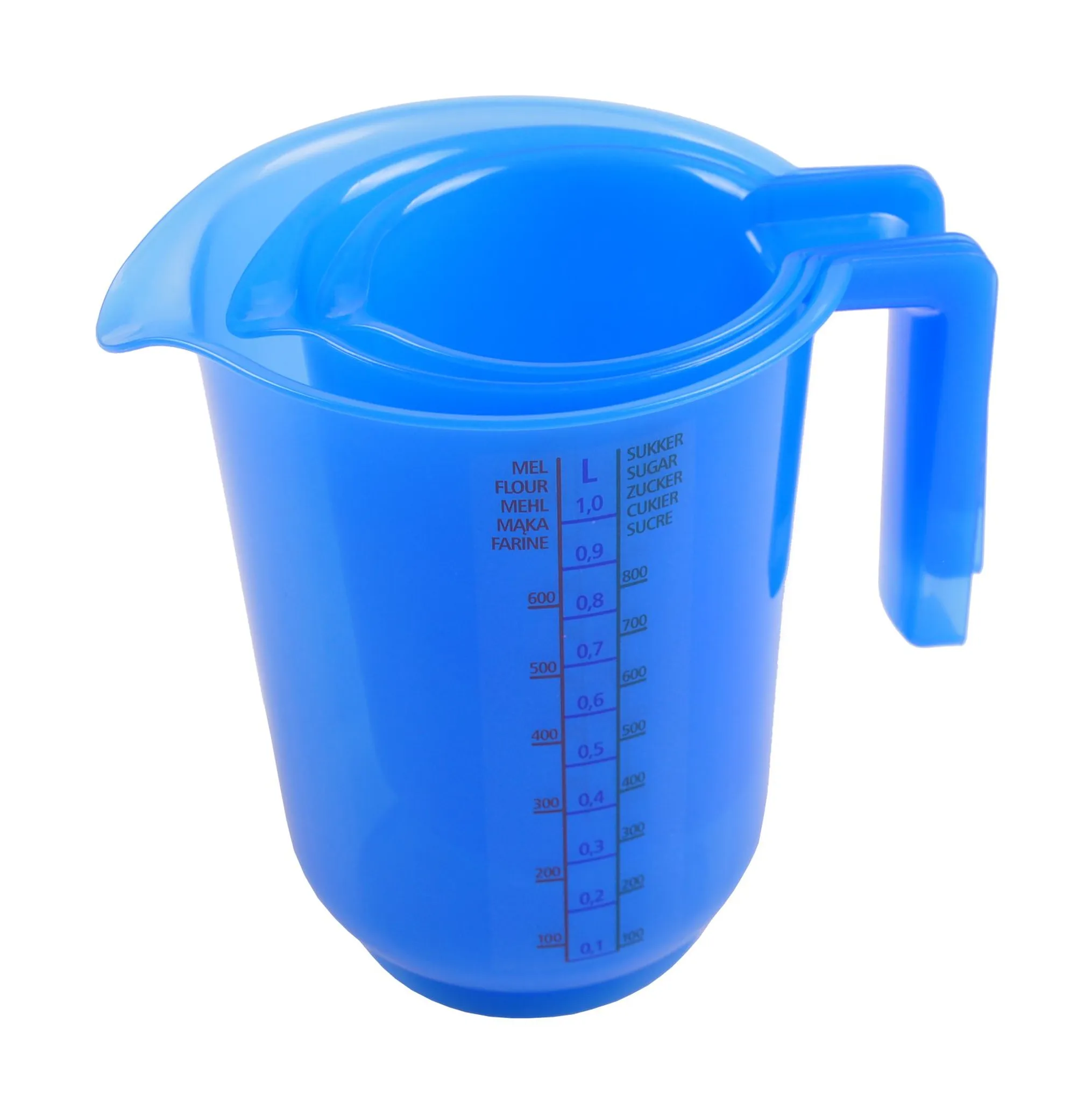 GEFU Messbecher METI, 1000 ml, Glas, Ausgießnase, 1 Liter, Skalierung für:  ml / ccm / fl. oz / cups (US) / Zucker / Mehl / Reis