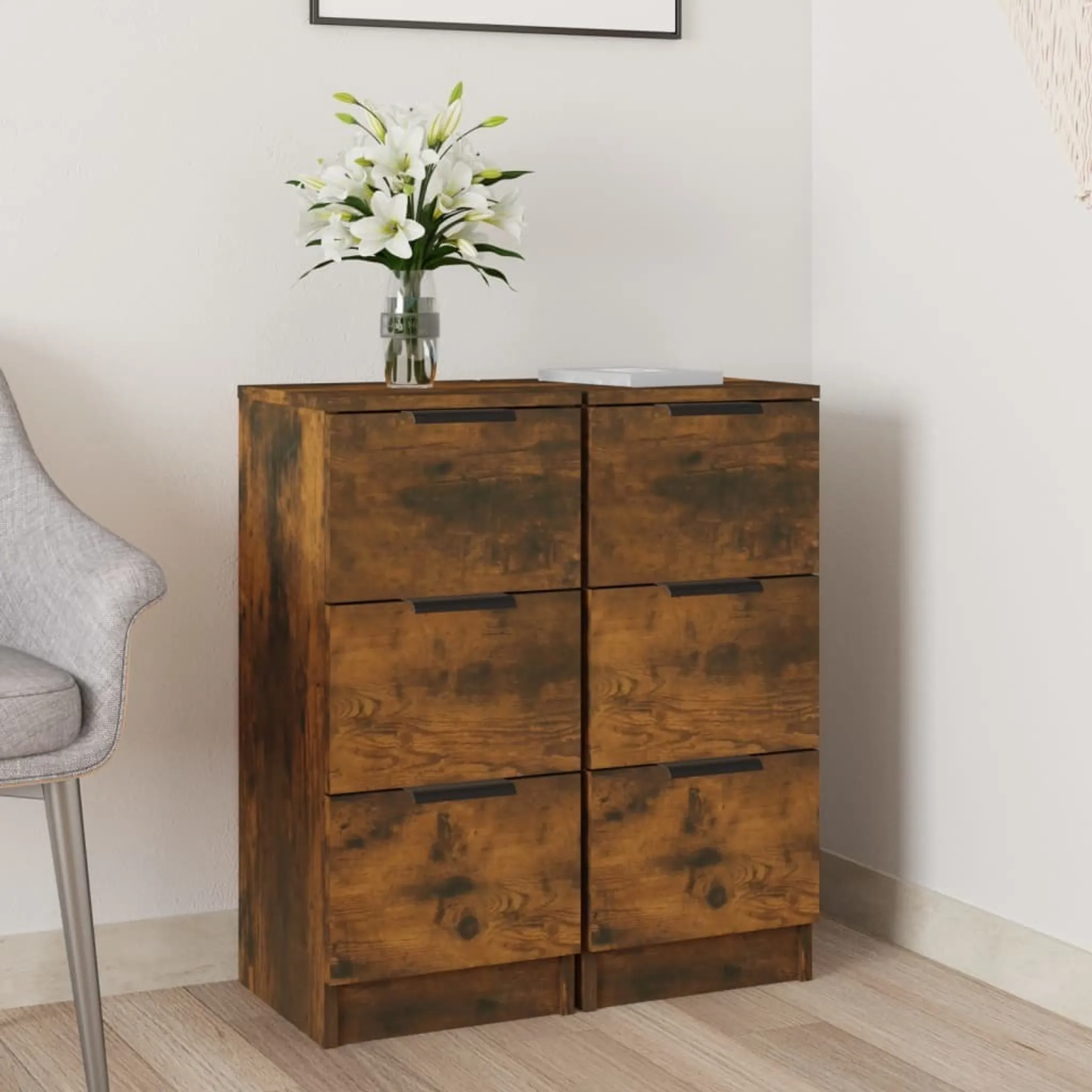 Maison Exclusive - Credenze 3pz Rovere Fumo 60x35x70 cm in Legno Multistrato | Leroy Merlin