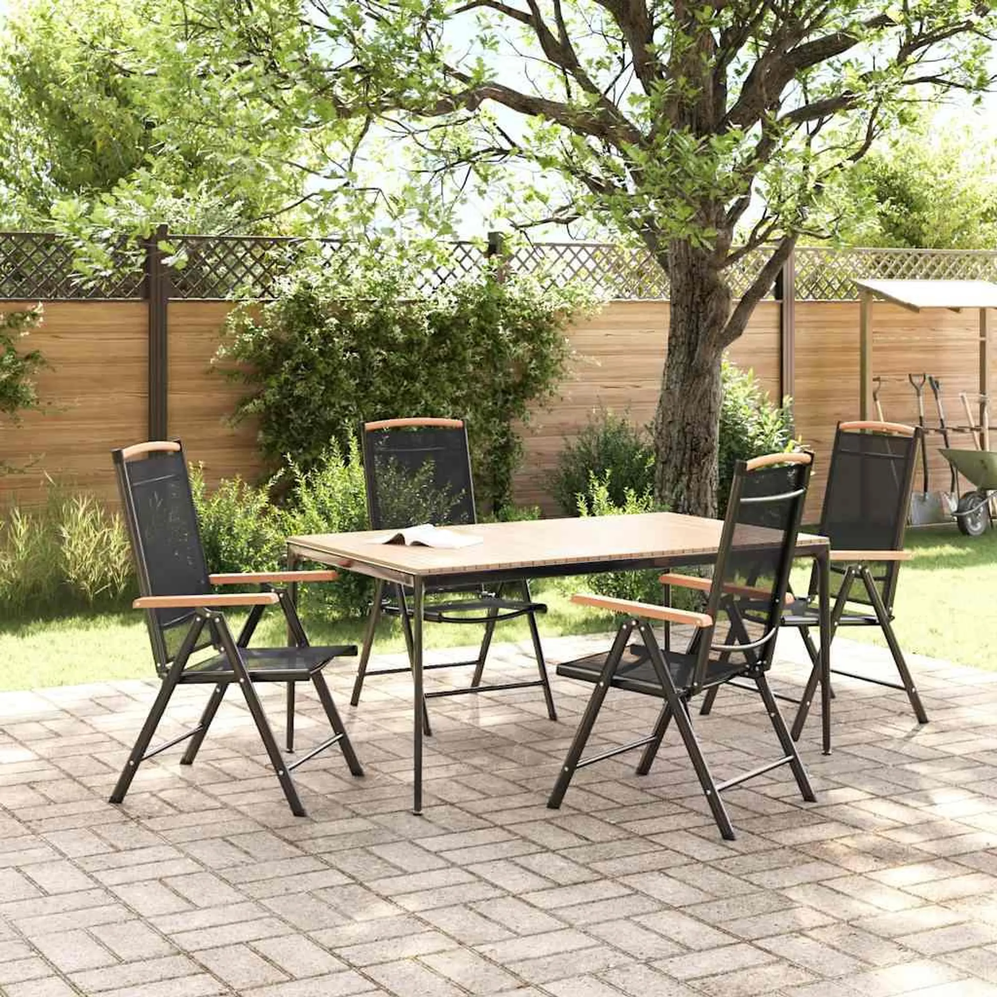 Sedia Da Giardino Pieghevole Mojawo Con Schienale Alto Regolabile 7 Posizioni - In Alluminio E Textilene, Con Poggiapiedi, Argento/nero