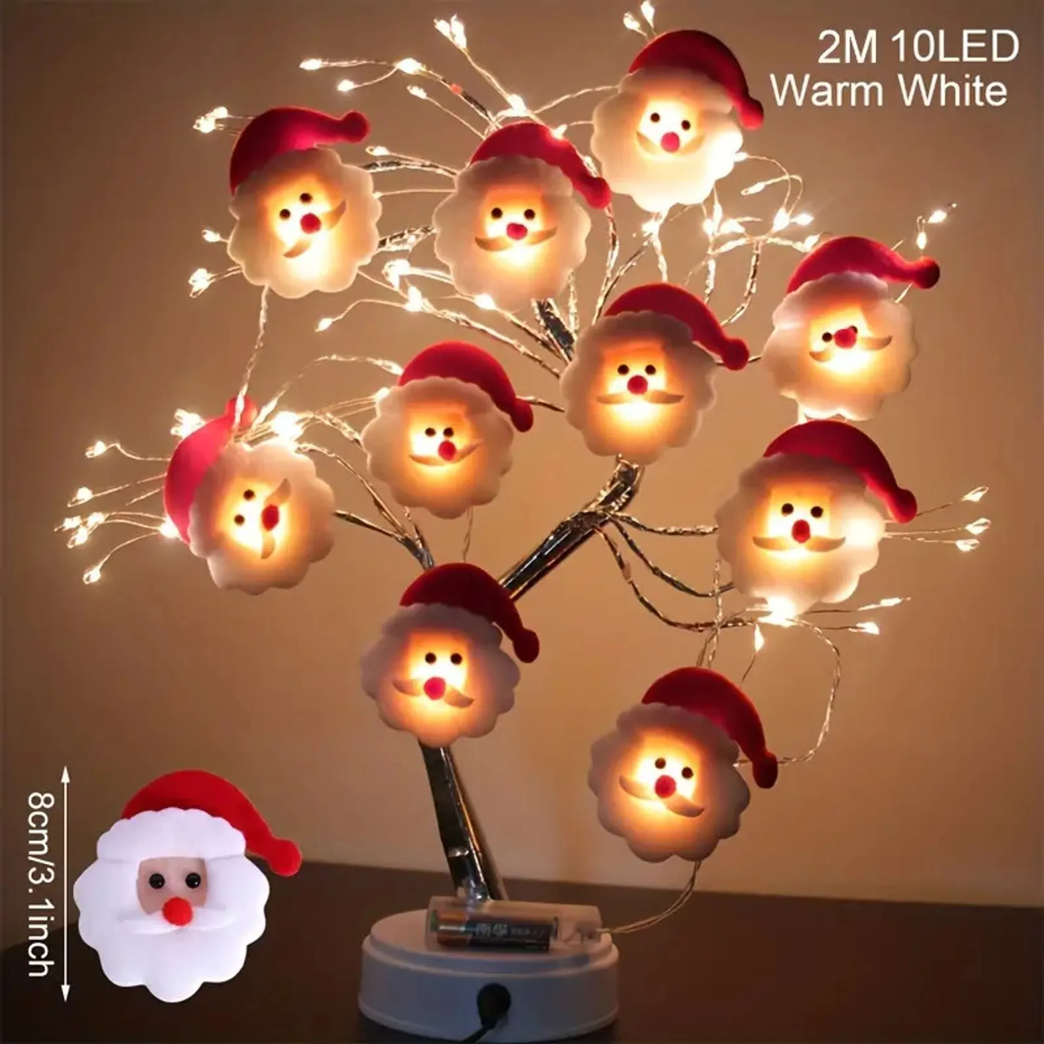 LED Baum Lampe Lichterbaum Innen mit 24 Warmweißer LEDs Licht, Batterie +  USB-Betrieben LED Lichterkette Verstellbare Äste Belichtet Baumbeleuchtung