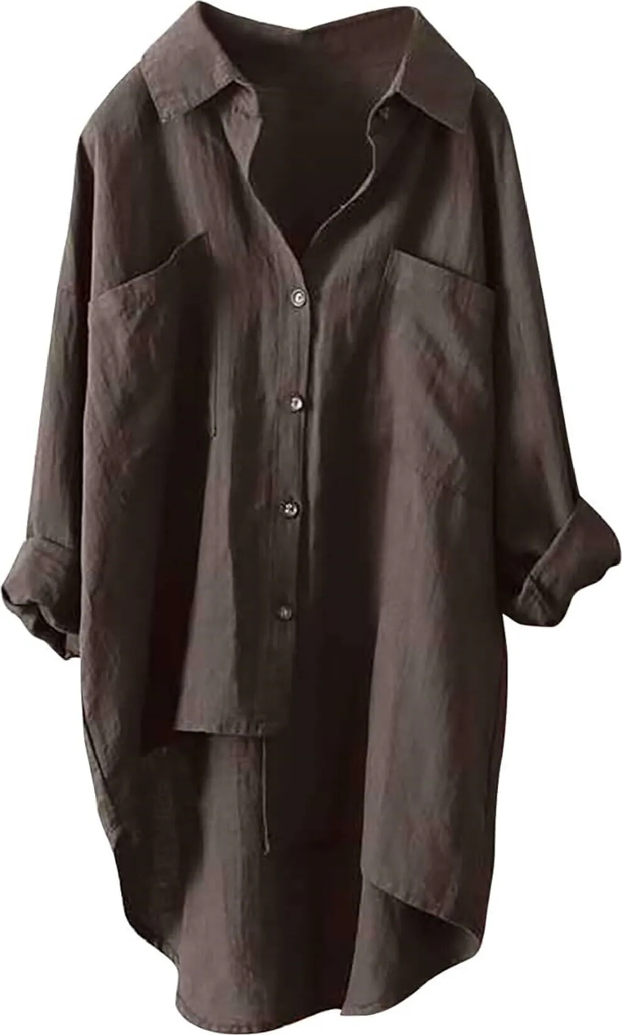 Musselin Bluse Damen, Große Größen – Aus Baumwolle-Leinen, Kurzarm, Mit Knöpfen, Lässiges Oversize-Oberteil