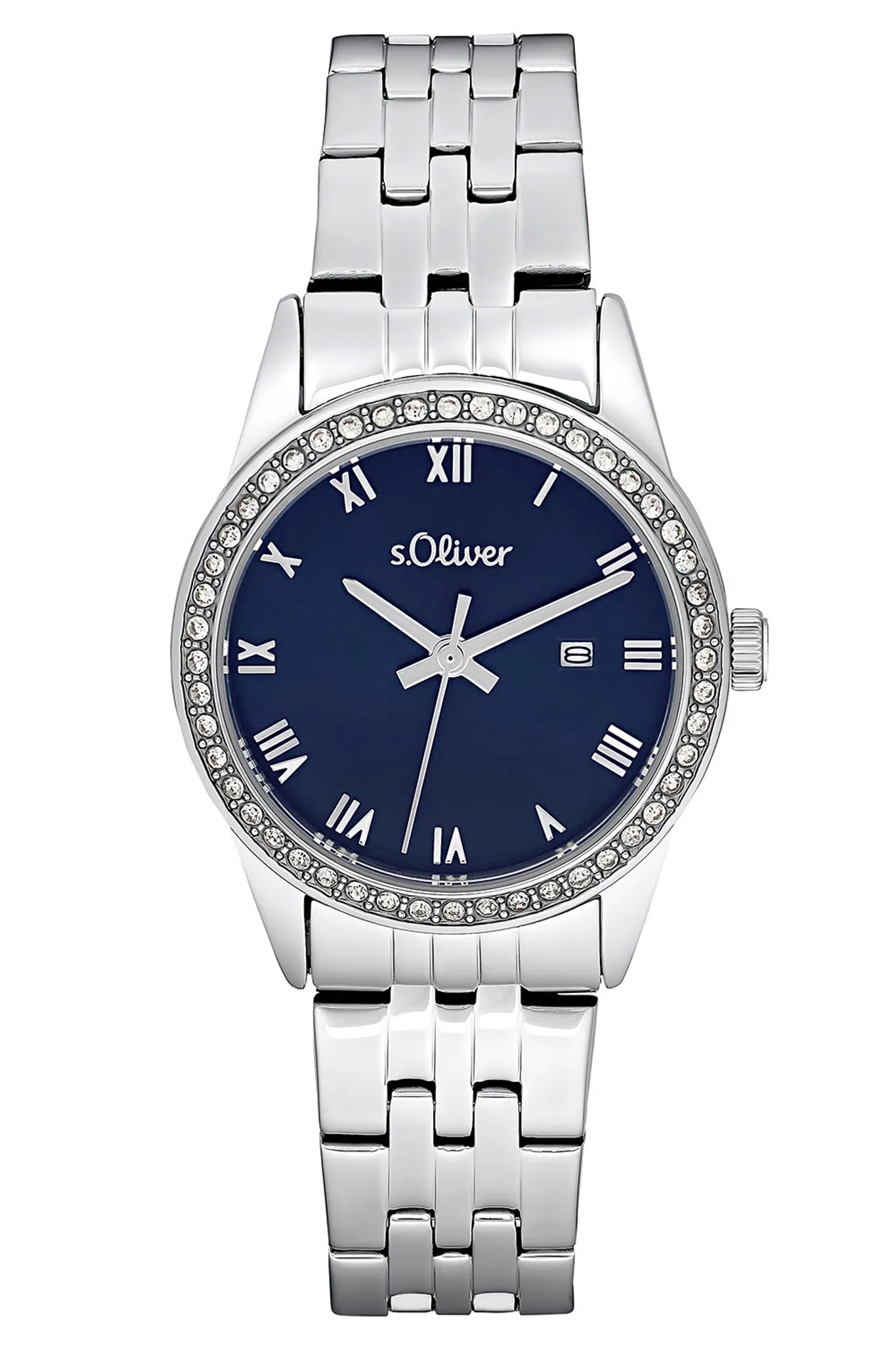 s.Oliver Orologio da polso Analogico cronografo da Uomo, con Bracciale in Acciaio Inossidabile, blu, impermeabile 3 bar, fornito in confezione regalo, 2038383