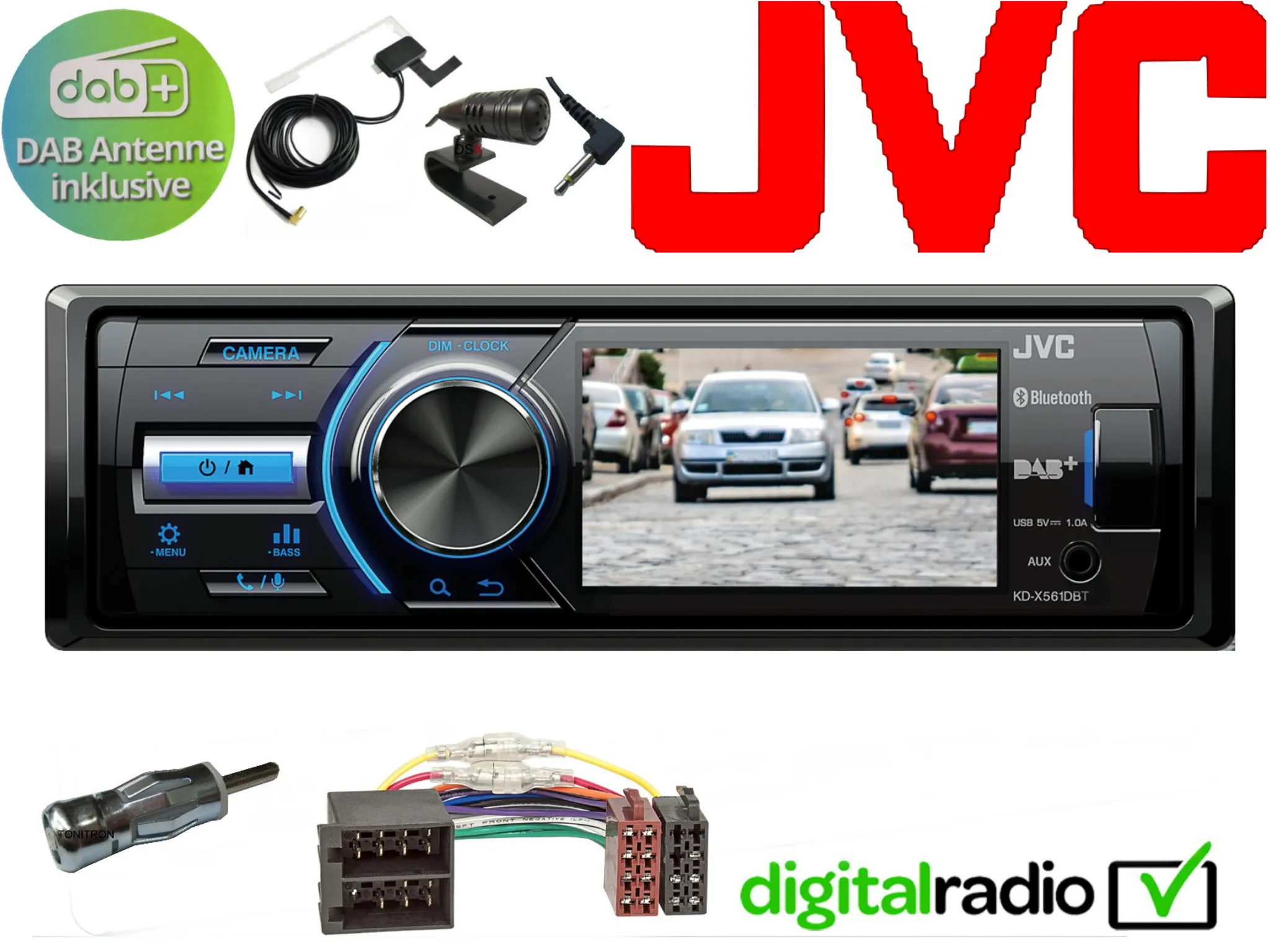 JVC TFT Bluetooth DAB+ USB Radio Antenne