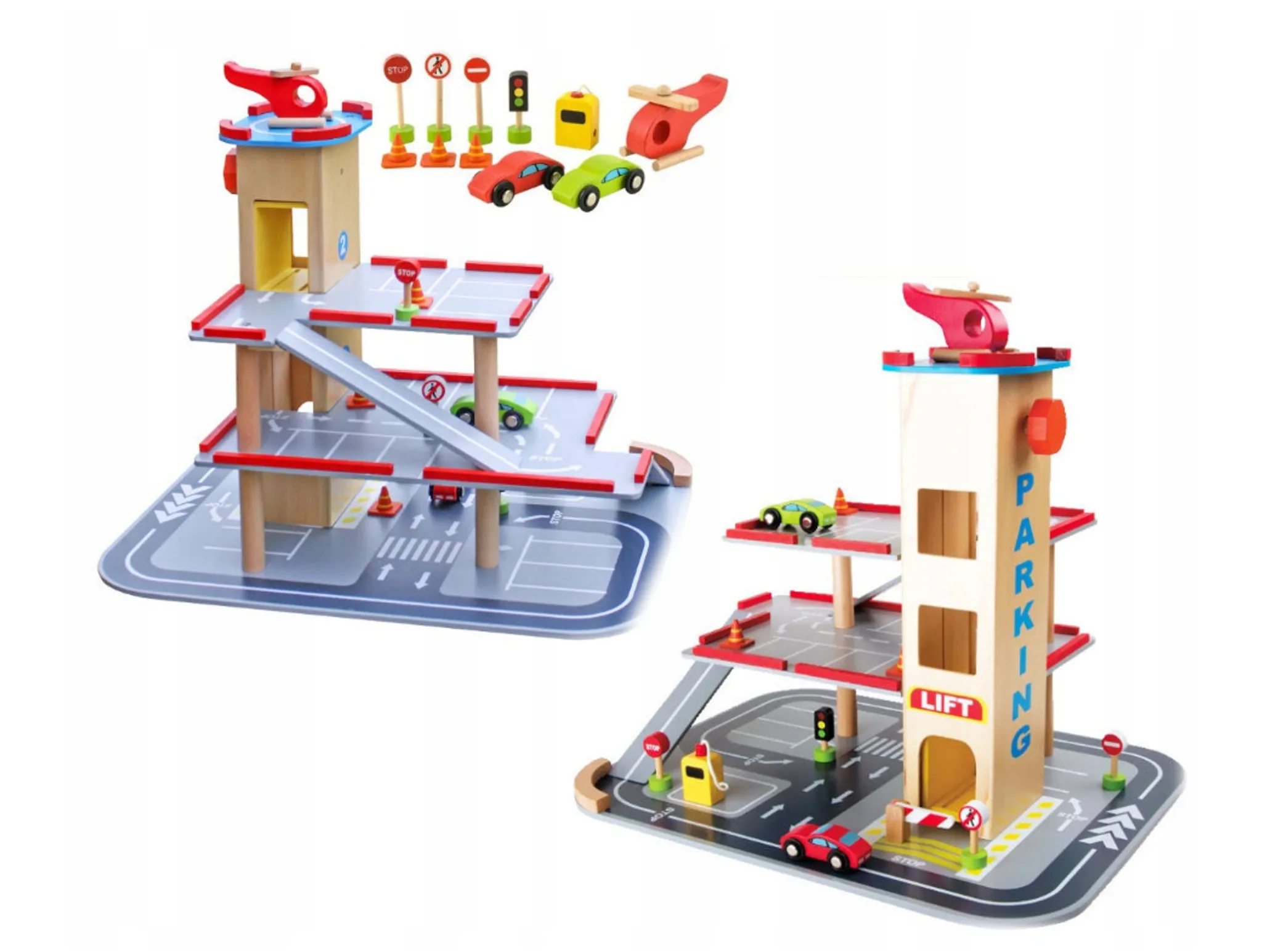 3-Ebene Parkplatz Parkhaus Auto Garage aus Holz mit Zubehör 22446:  : Spielzeug