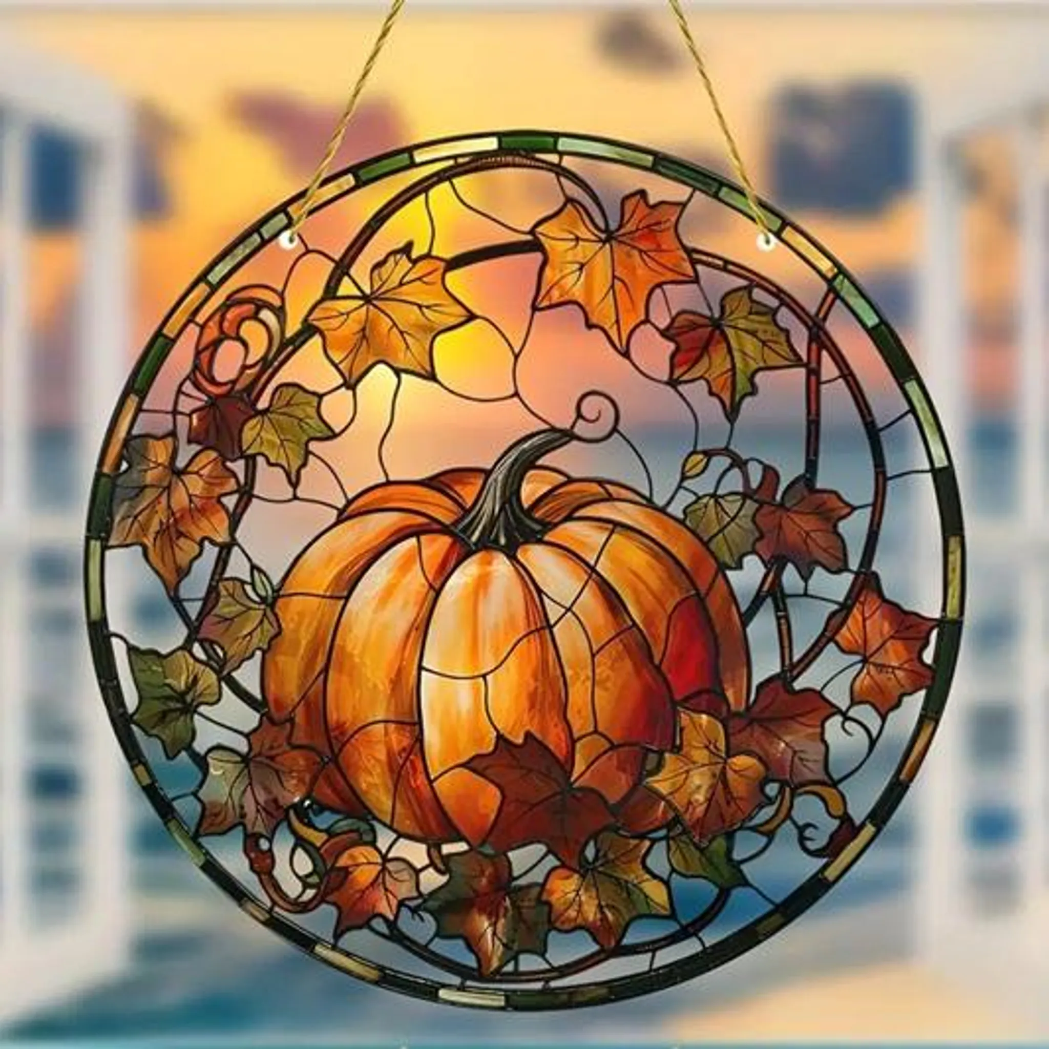 GKA Sonnenfänger Kürbis Halloween 20 cm Buntglas