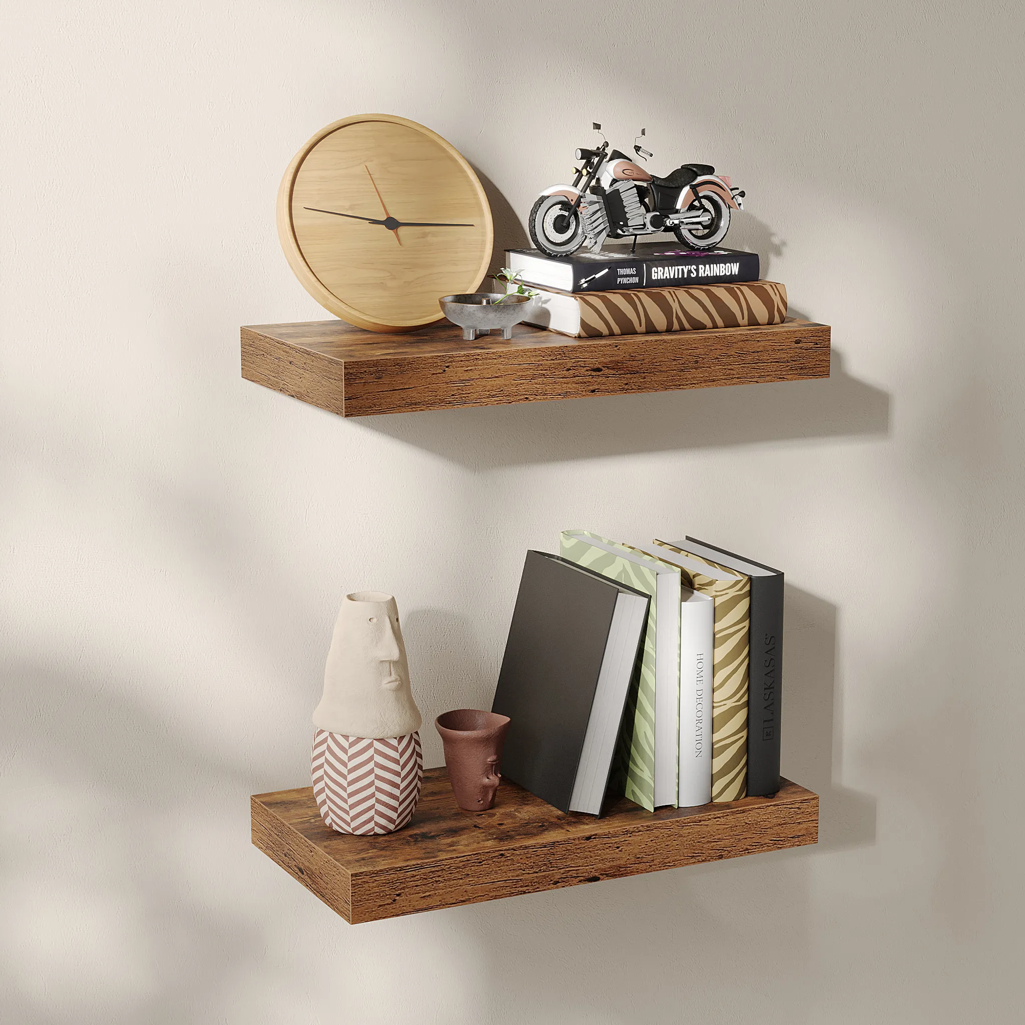 RUSTIKALES WANEY EDGE / Live Edge Schweberegal Holz Massiv Chunky Eiche