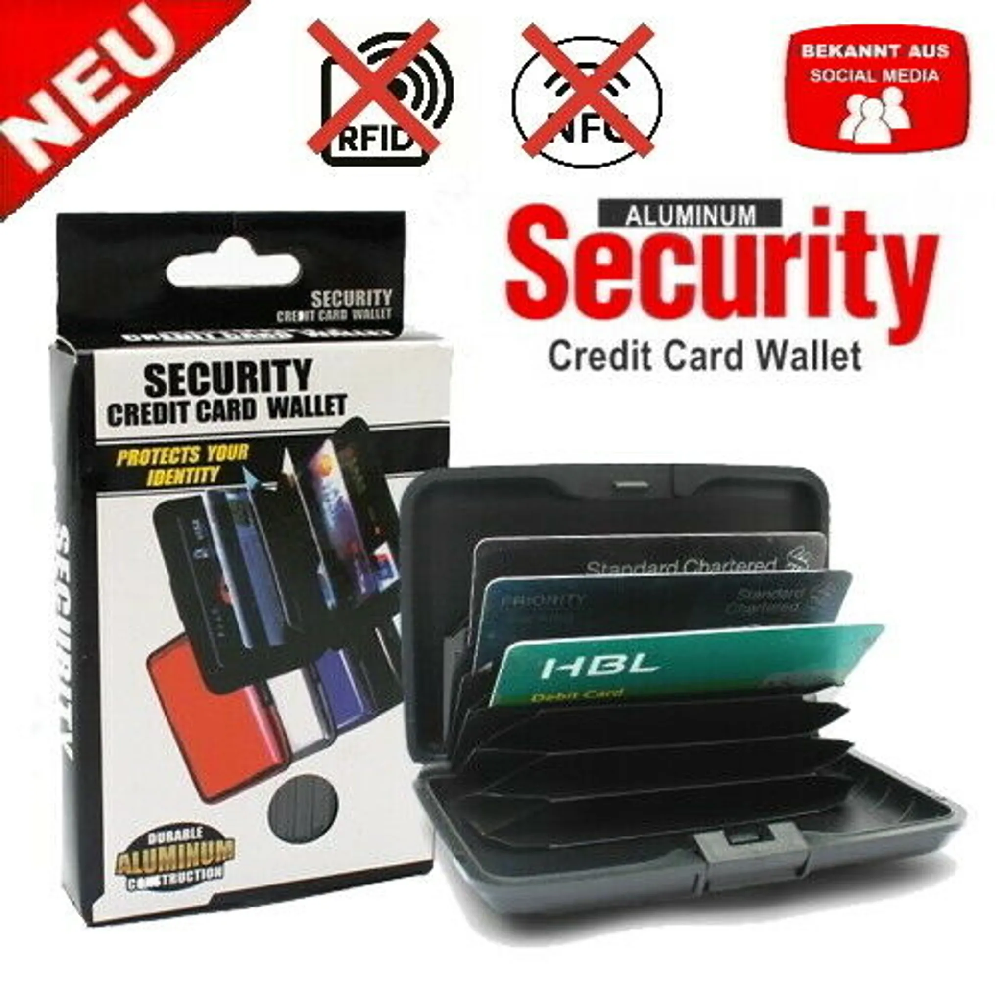 Kartenetui echt-Leder Kreditkartenetui RFID Block Mini Portemonnaie  Kreditkarten