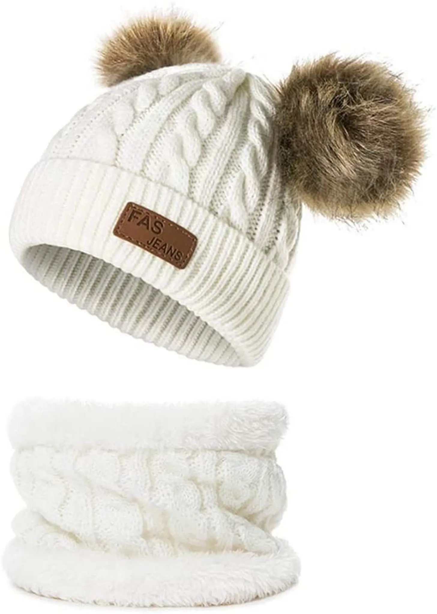 und Außenbereich ASLEAK Winter Baby Hats Kleinkind Mütze Schal Set Earflap ap Knit Warm halten Geeignet für 6-36 Monate Jungen oder Mädchen im Innen 