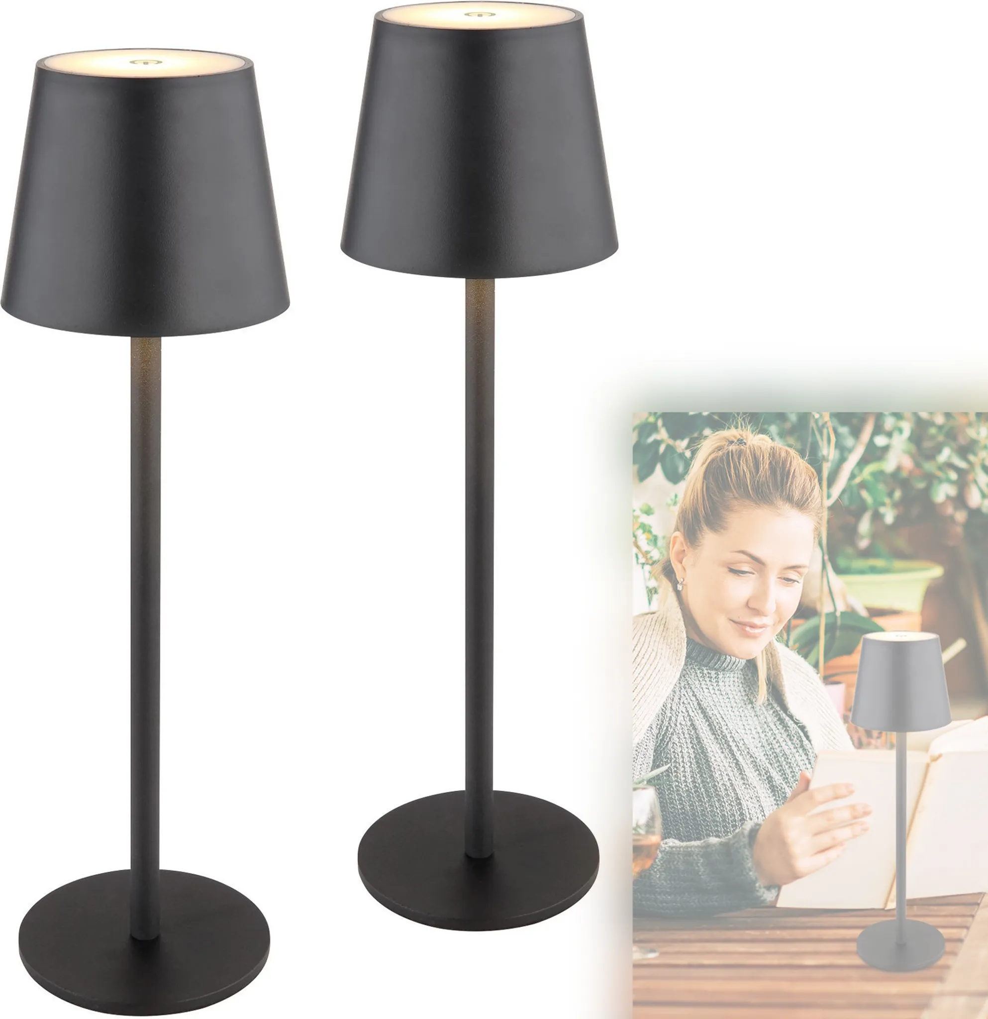 2x LED Tischlampe Kabellos & Wasserdicht – Perfekt Für Garten, Camping & Wohnzimmer