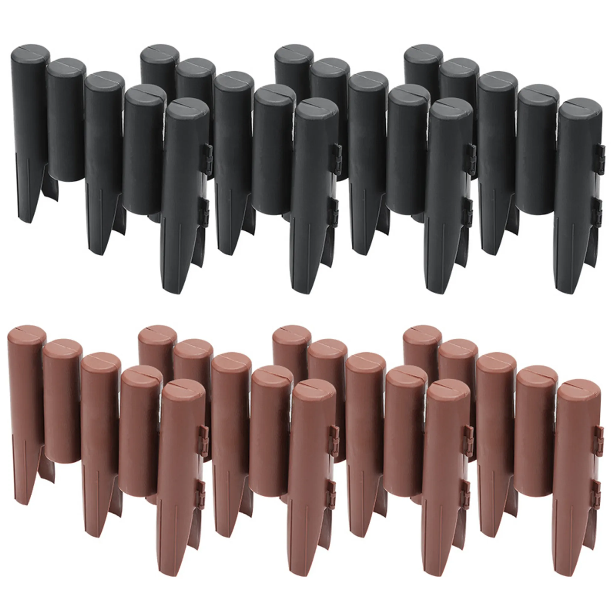 UISEBRT Recinzione per Giardino 2,8 m, Bordo per prato in plastica, Bordatura da Giardino, effetto legno, per aiuole, 1 elemento (LxH): 28 x 24 cm, Marrone