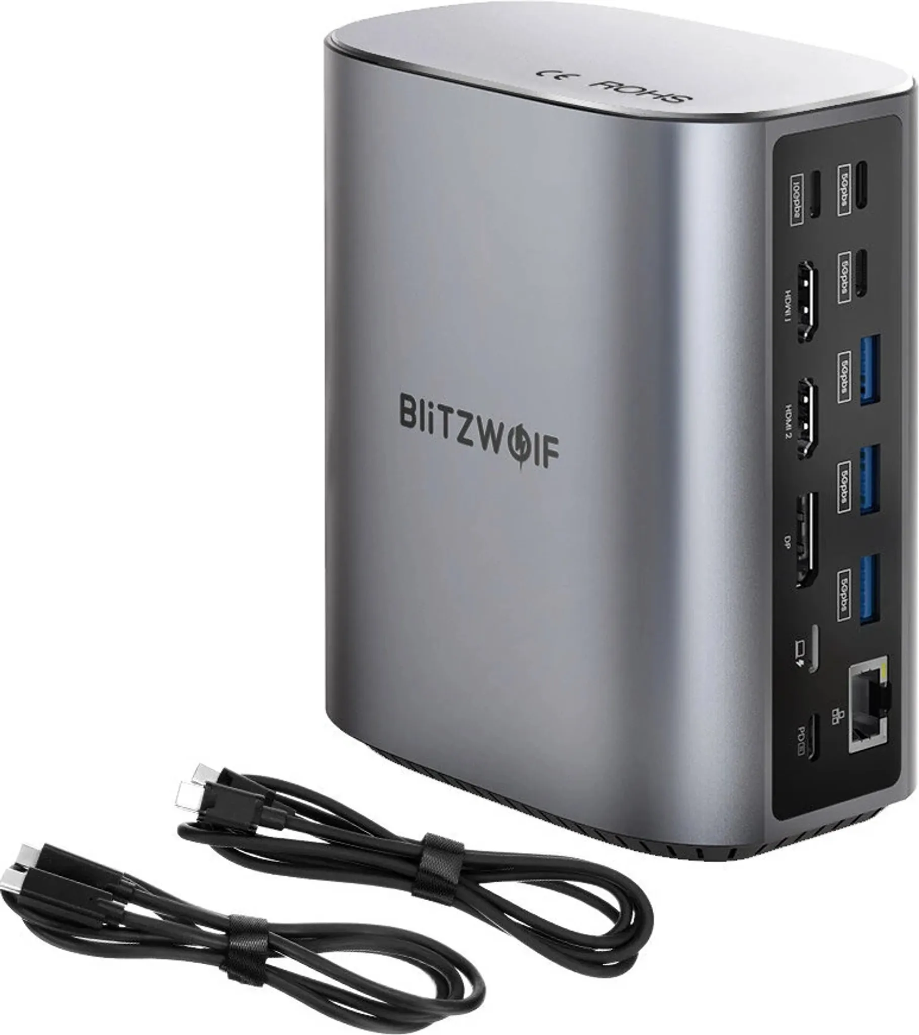 USB C Dockingstation Dual Monitor - 2x HDMI, VGA, 65W PD, 6x USB, Ethernet, Für Windows Laptops