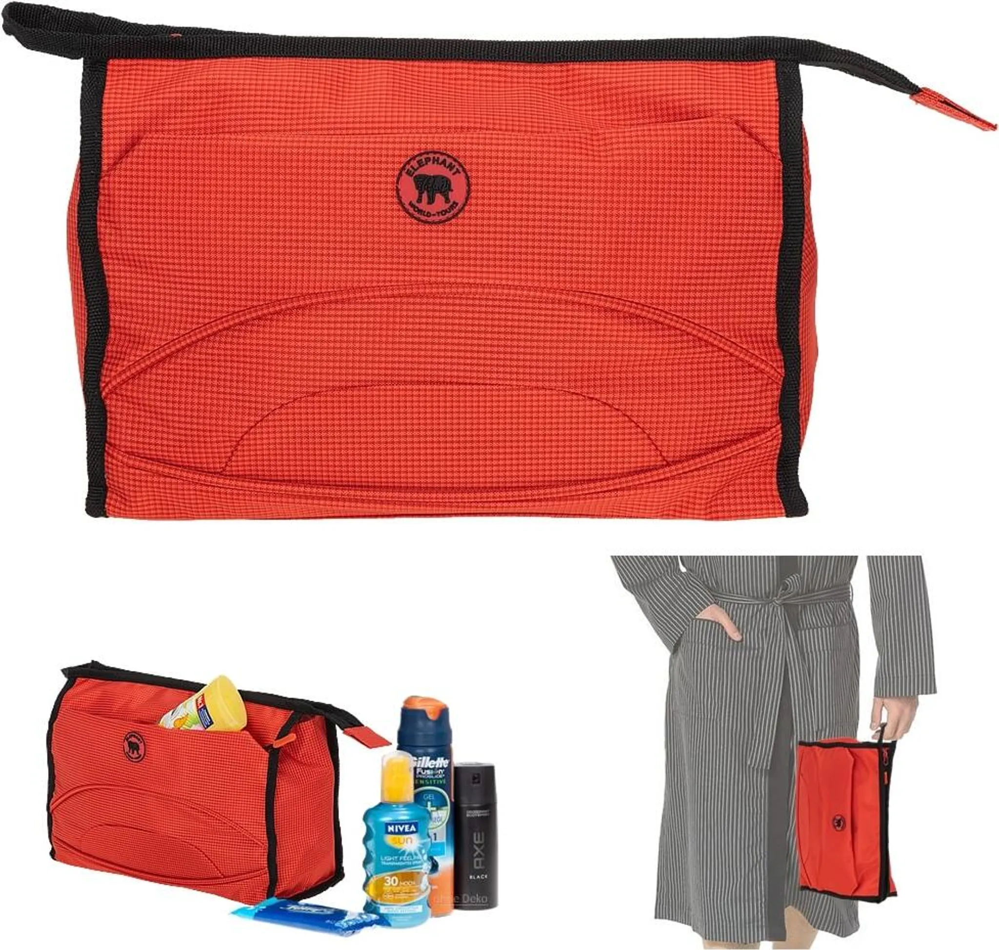 Kulturbeutel Kulturtasche groß 1290 Soft Rot (Rot-Orange) +b