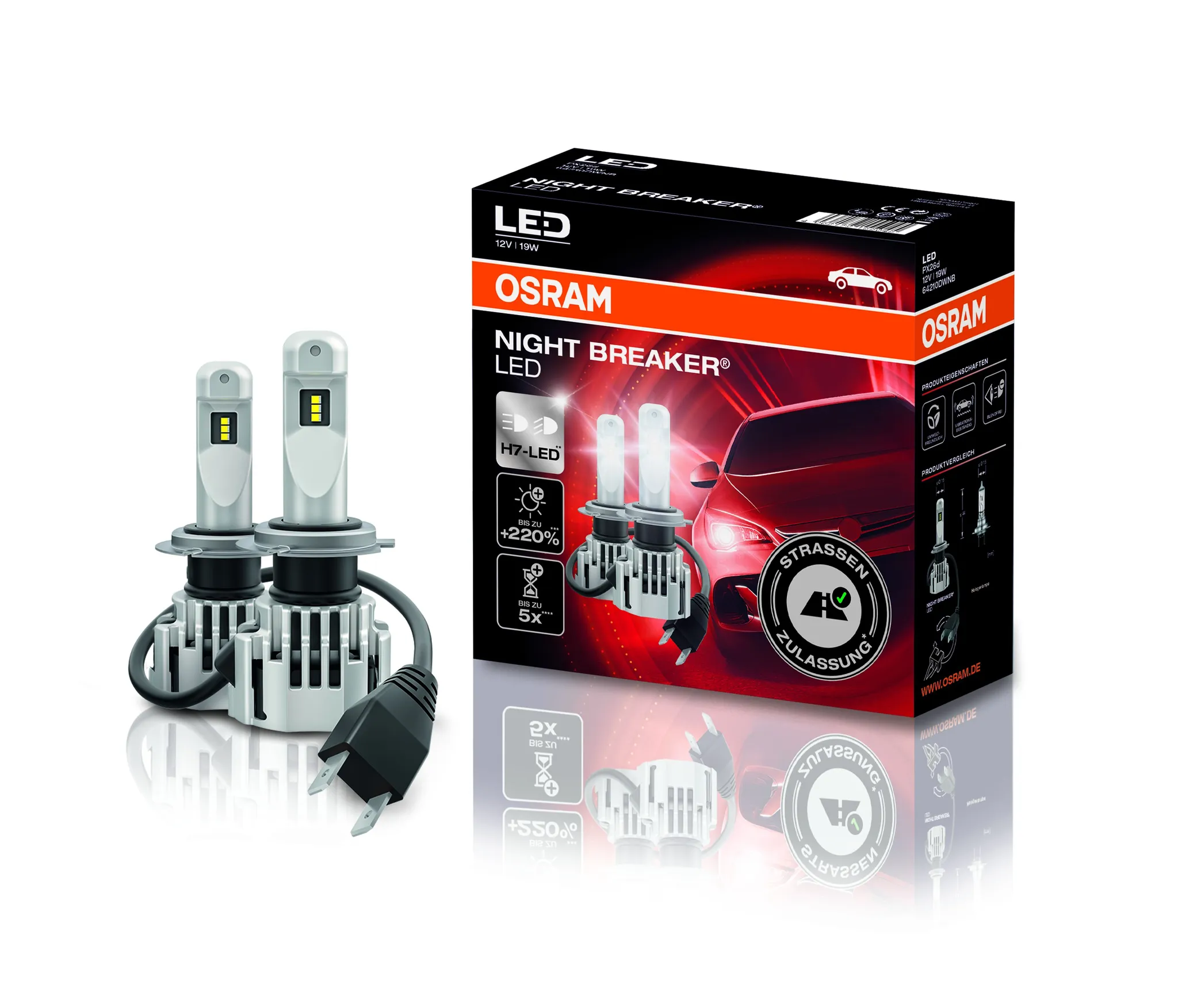 Osram Night Breaker H7 LED Glühlampe +220% Scheinwerfer