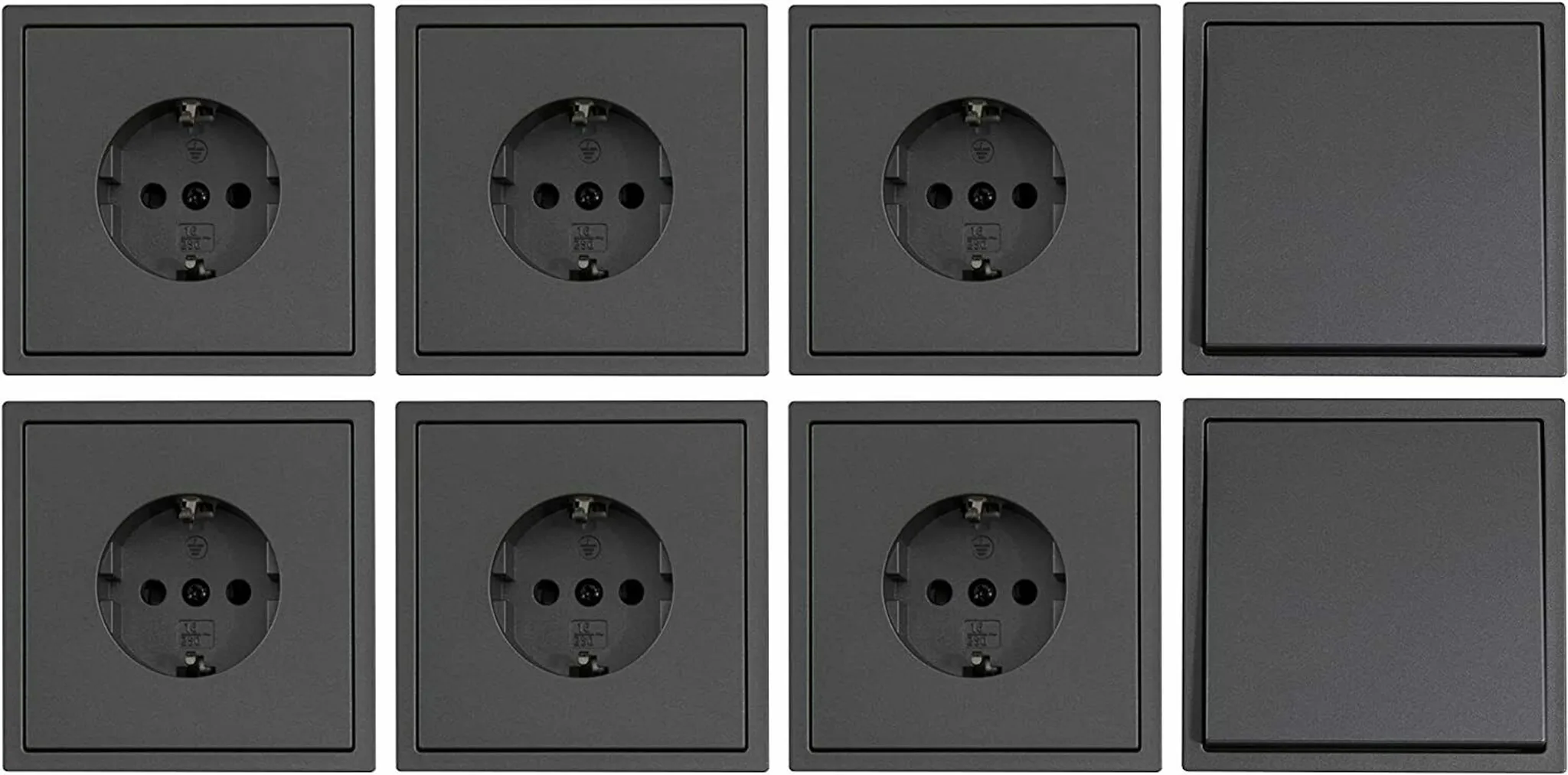 Schalter und Steckdosen Set McPower Flair Tür 2-fach Profi, weiß,  3-teilig, Steckanschluss