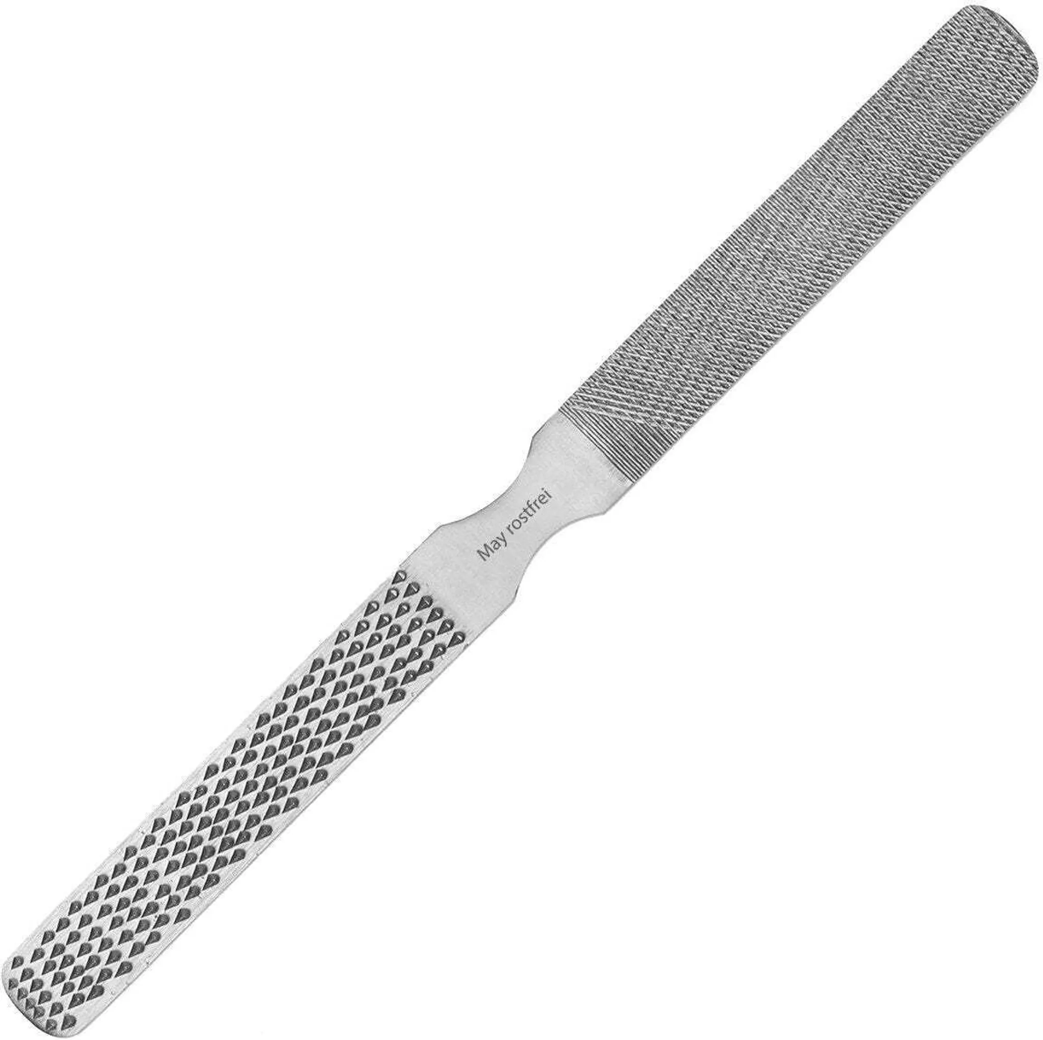 Profi Hornhautraspel Aus Edelstahl – Doppelseitig Fein & Grob, 16,5 Cm, Rostfrei, Von InstrumenteNRW (für Rechts- Und Linkshänder)