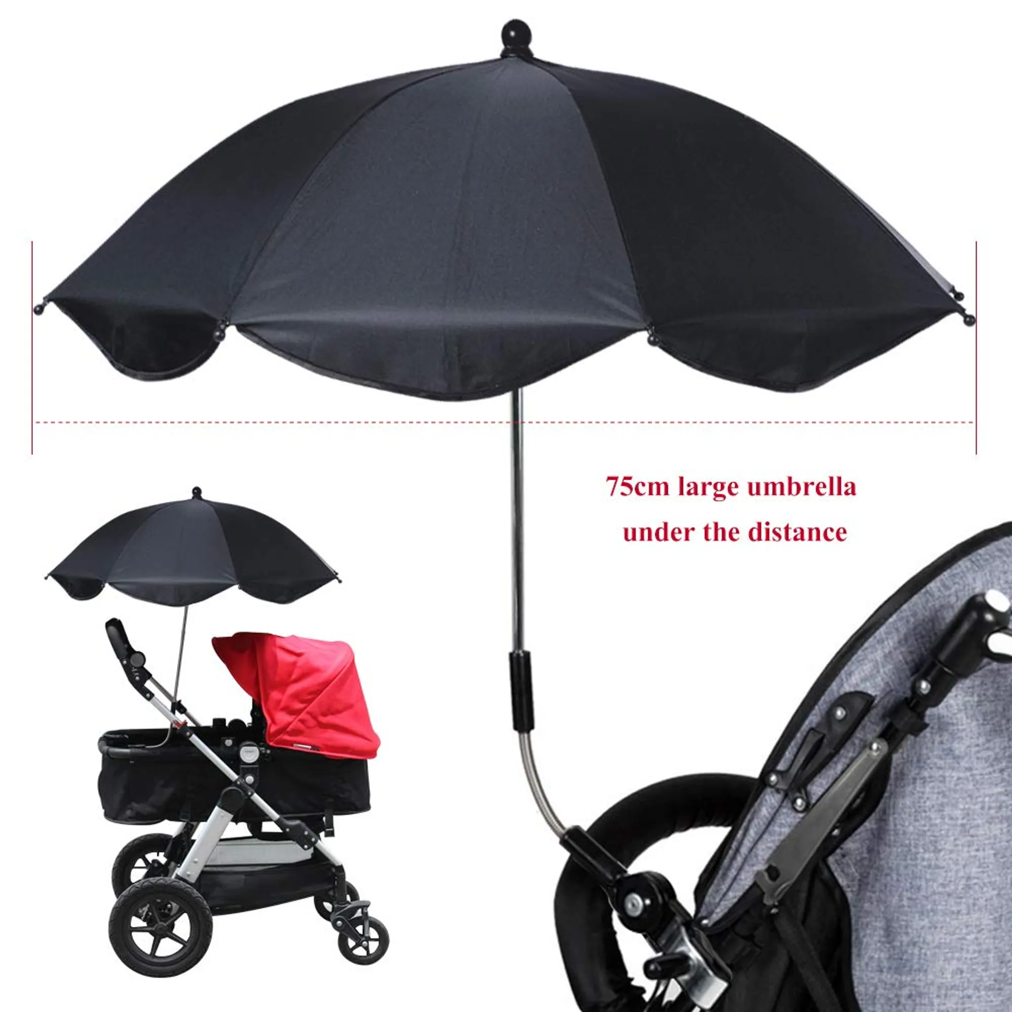 Universal Kinderwagenschirm gebogen Sonnenschirm Regenschirm Sonnensegel UV-Schutz  für Kinderwagen Babywagen & Buggy Zubeh?r
