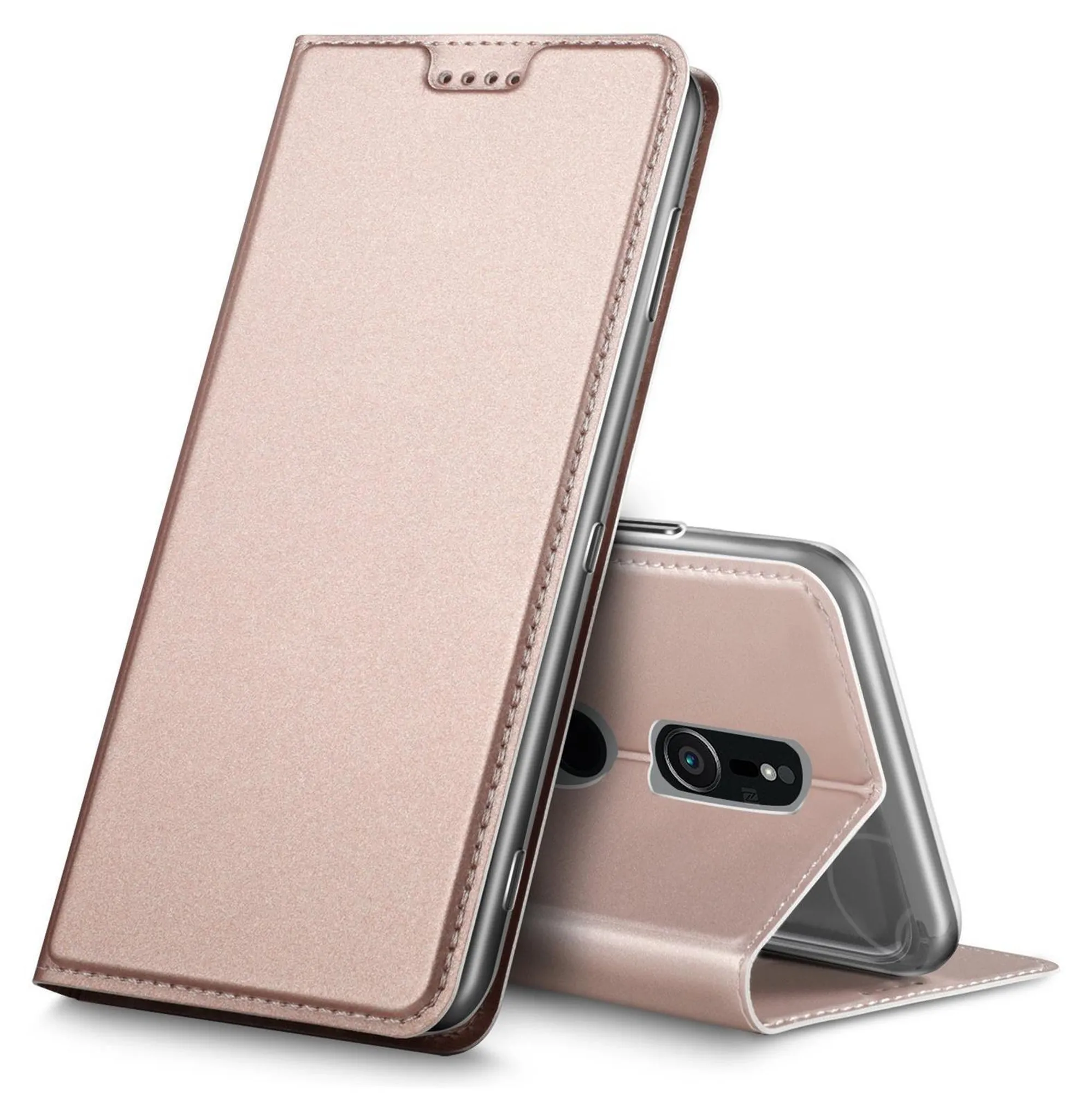 CUSTODIA S-POCKET BOOK ORIZZONTALE SILICONE FLIP CASE PER SONY XPERIA Z1 COMPACT PINK