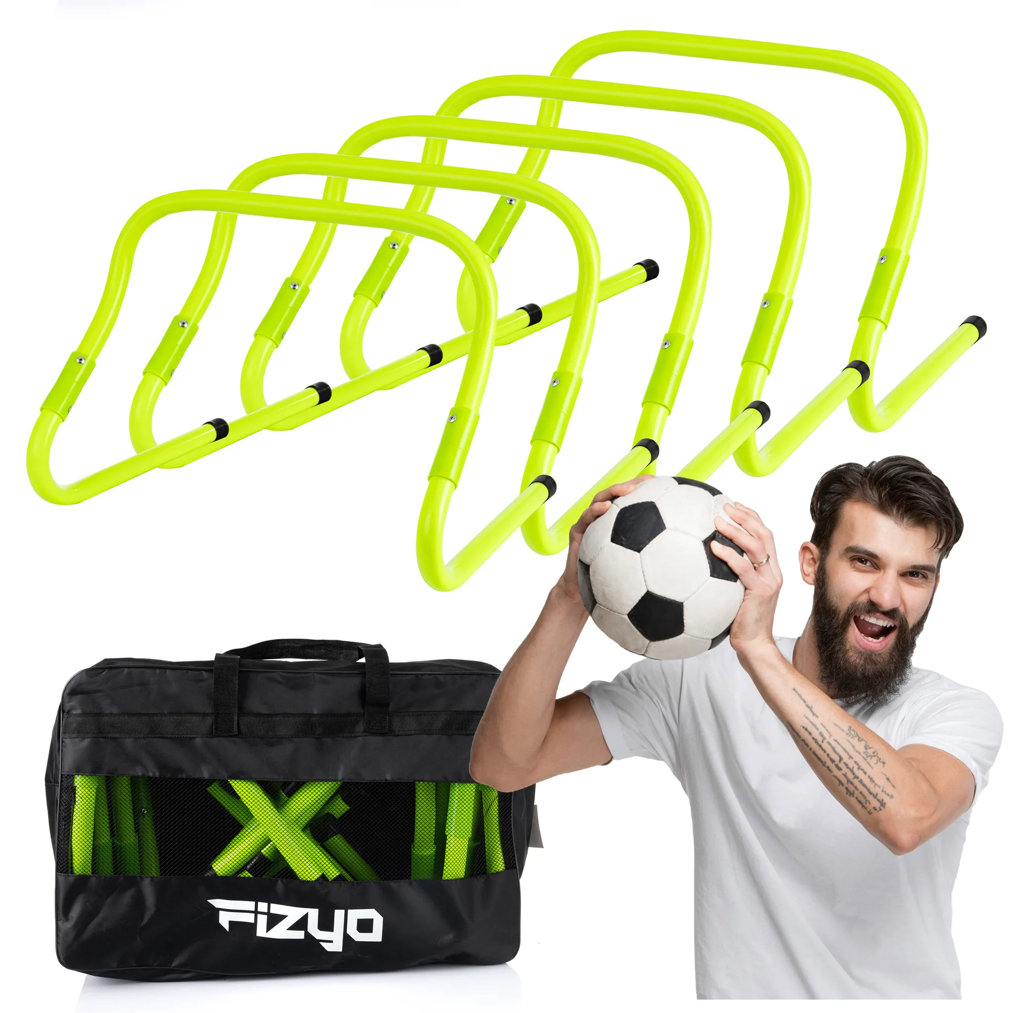 YUENFONG Fußball Trainingsset – Mit Koordinationsleiter, Hürden, Hütchen & Widerstandsfallschirm