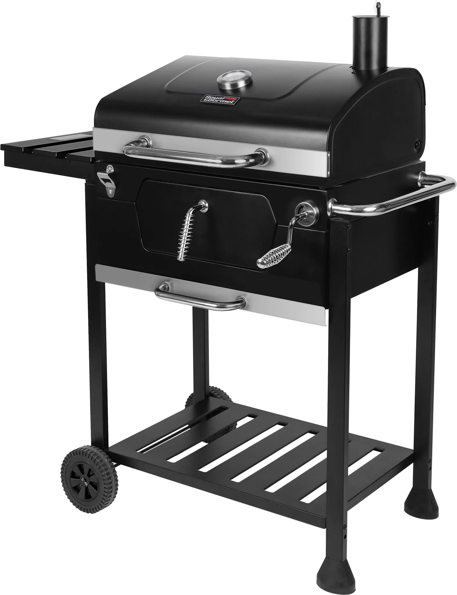 Royal Gourmet Holzkohlefass Grill 61cm – Mit Warmhalterost, Holzablagen, 596 Sq In Grillfläche, Schwarz