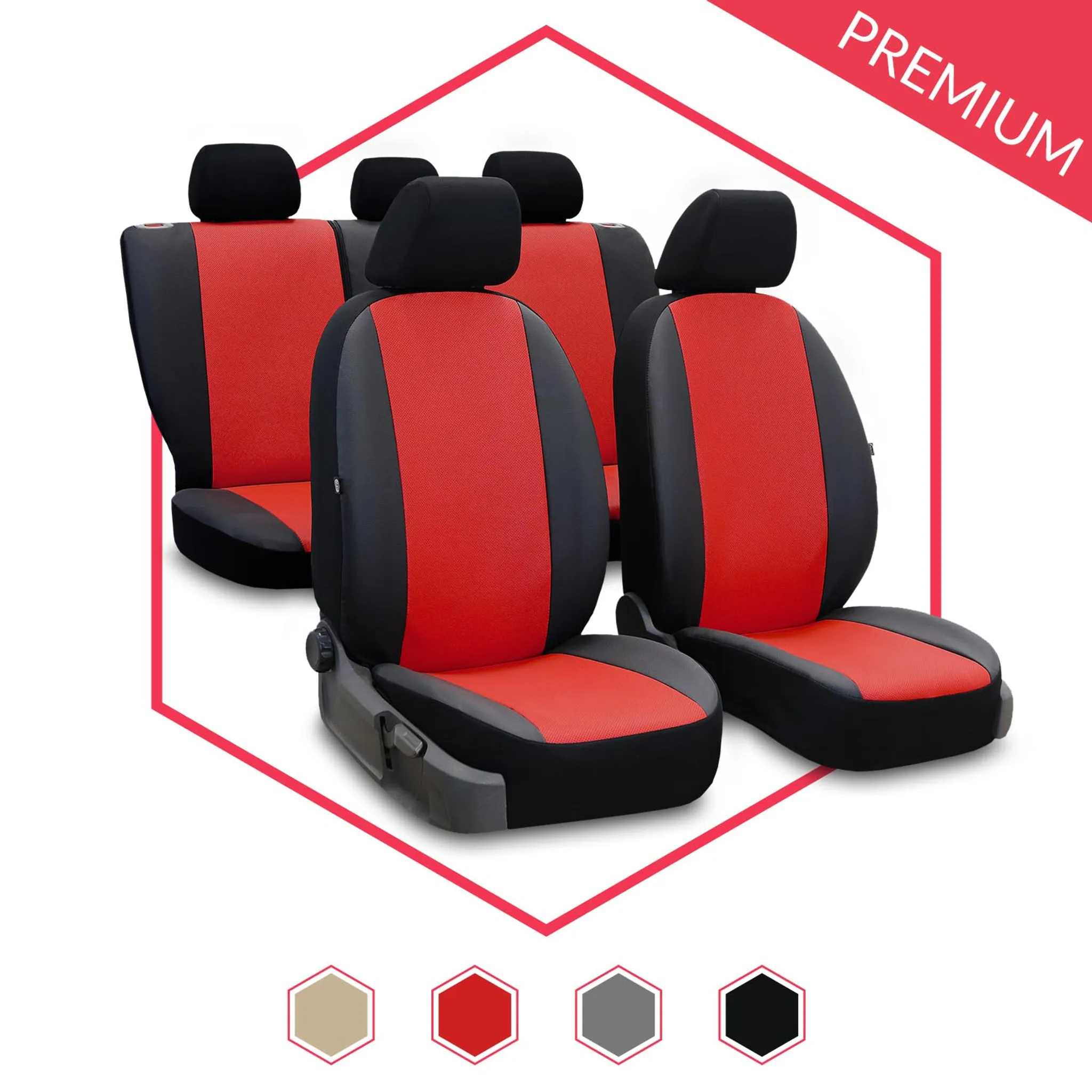 Hochwertige Sitzbezüge passend für Nissan Note (Schwarz-Rot)