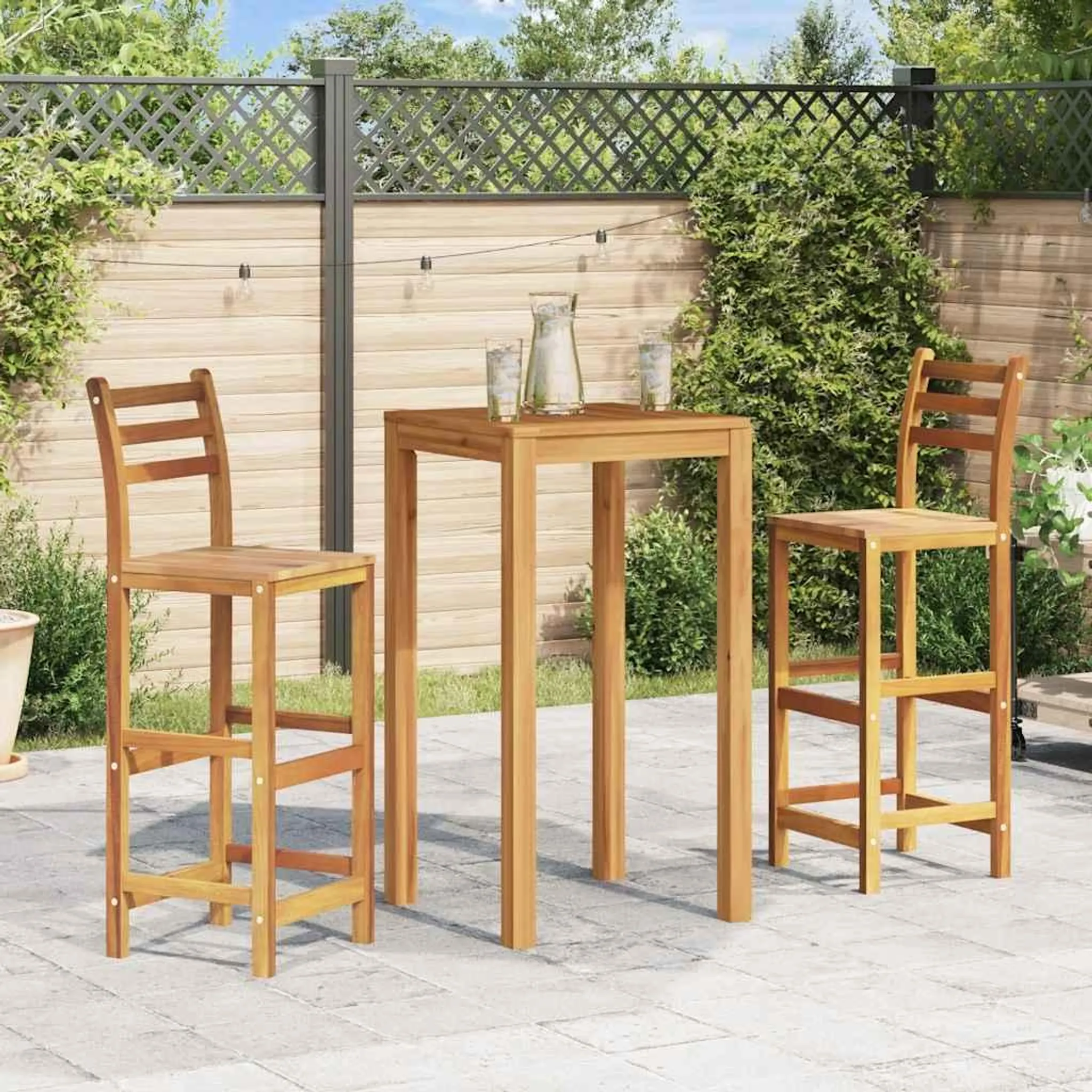 Casaria 4 Tabourets De Bar Hauts Bois D'Acacia Massif - Hauteur 75cm Style Rustique Avec Repose-Pieds