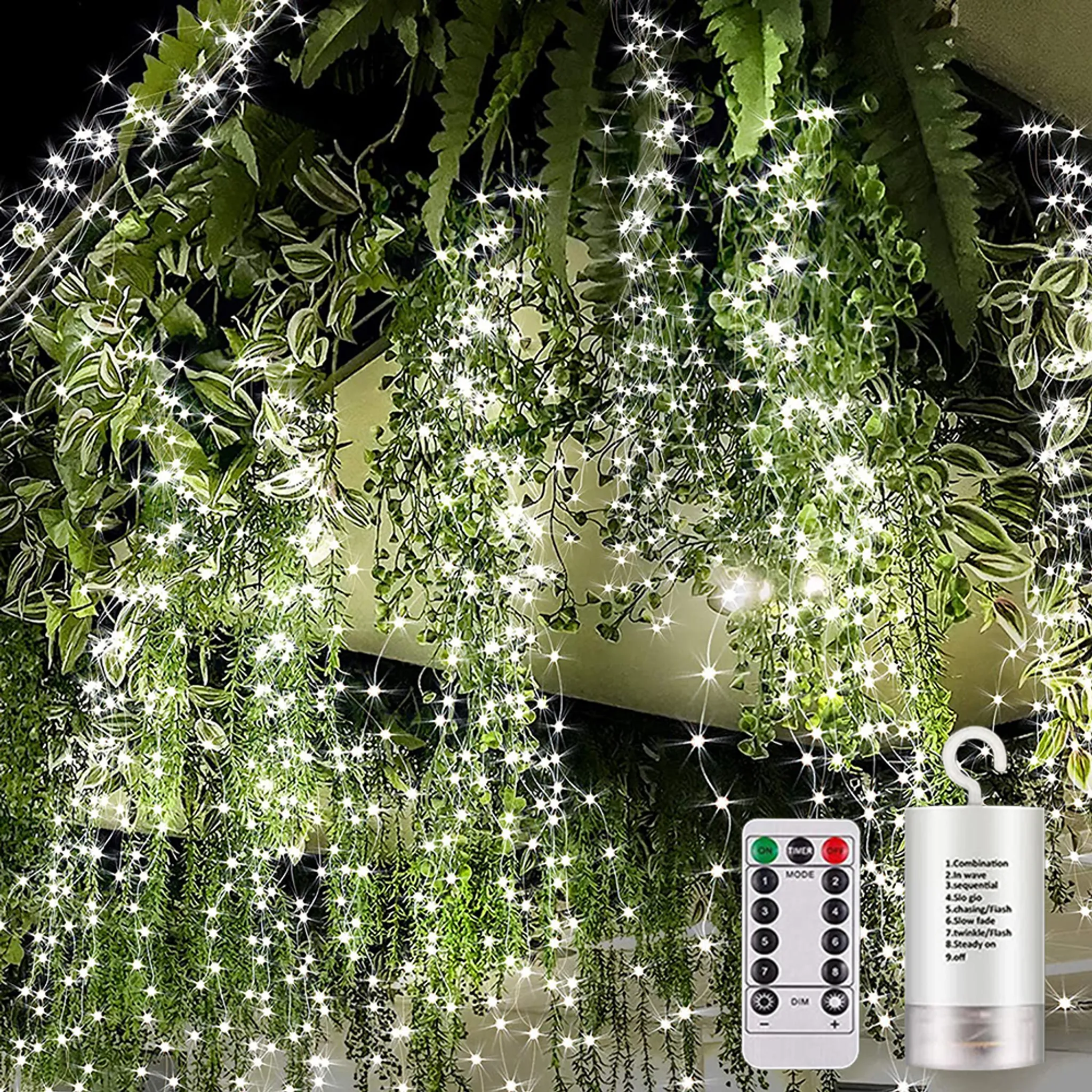 Rosnek LED-Lichtervorhang 2x2M, wasserdicht, USB, für Schlafzimmer Wand  Fenster Weihnachten Deko