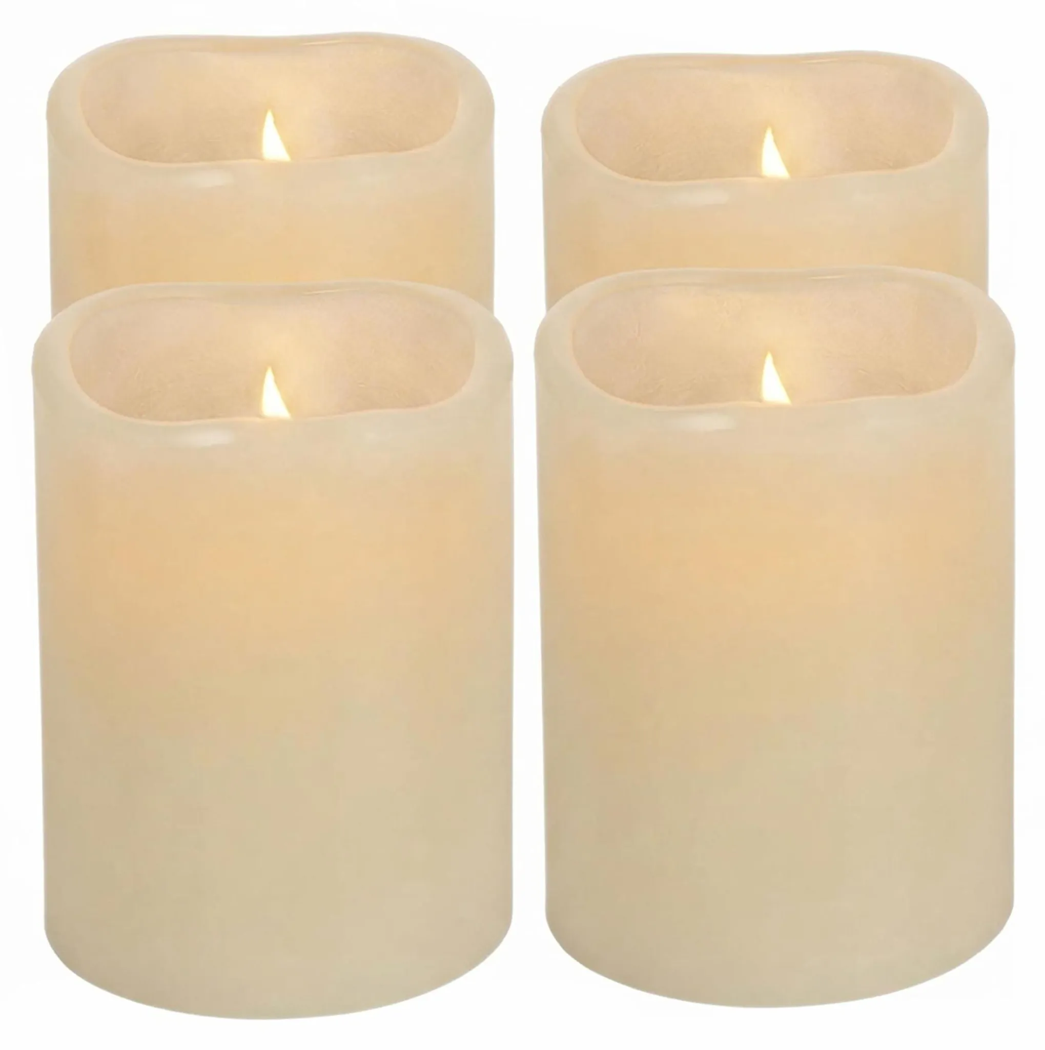 LED Kerze 4er Set creme mit Timer batteriebetrieben