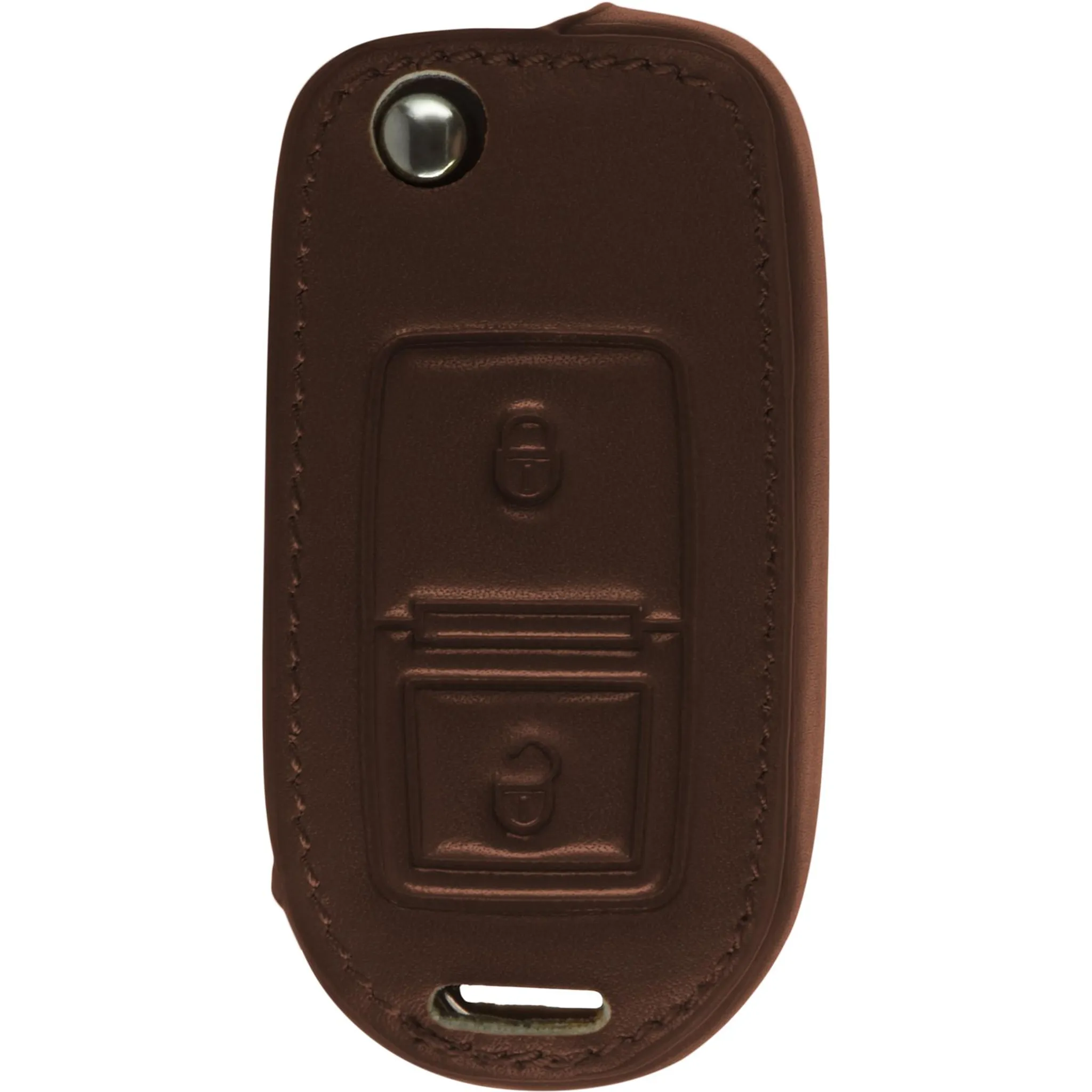 PhoneNatic Echtleder Classic Schlüssel Hülle kompatibel mit der VW 2-Tasten  Fernbedienung in braun Klappschlüssel 2-Key