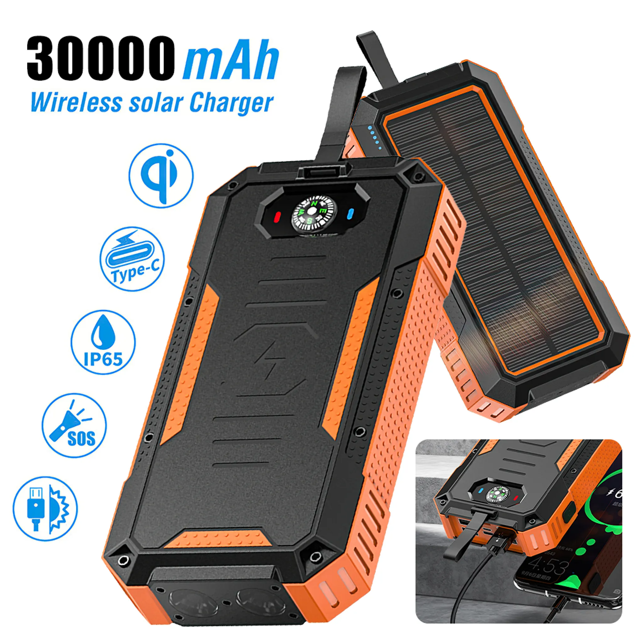 Wireless Solar Powerbank 30000mAh