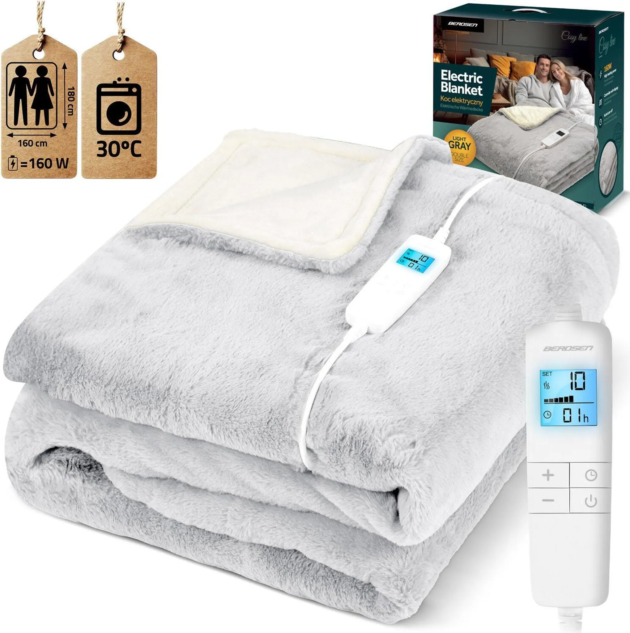MONHOUSE Copriletto Riscaldato Coperta Elettrica Comandi Digitali Timer