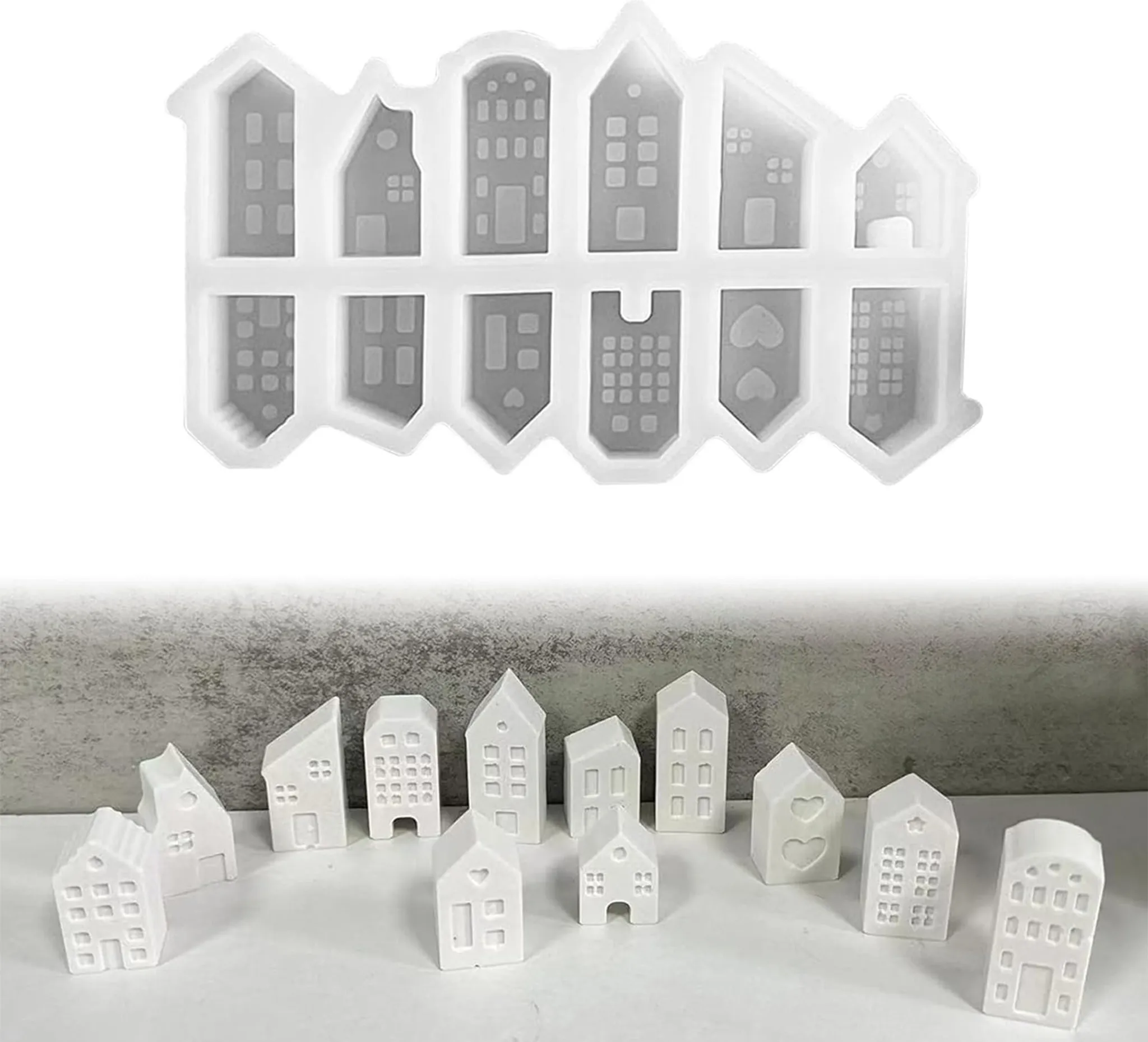 Godneei Silikonformen Häuser - 3er Set Für Kerzen, Seife & Harz
