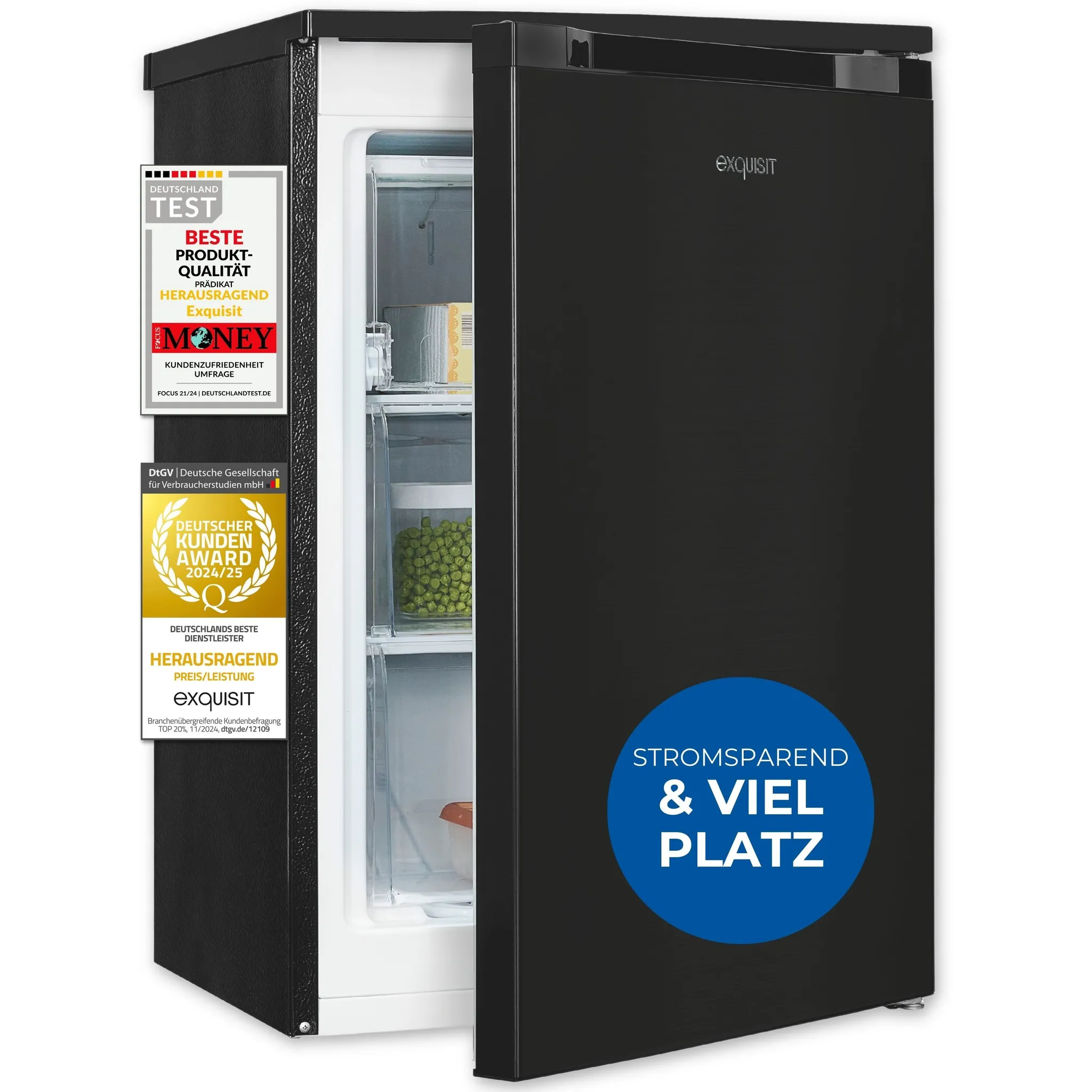 Exquisit Gefrierschrank NoFrost Exquisit Gefrierschrank GS5271-NF-H-010D – NoFrost, 194 Liter, 4-Sterne, Schnellgefrieren, Alarm & LED-Display, Inoxlook