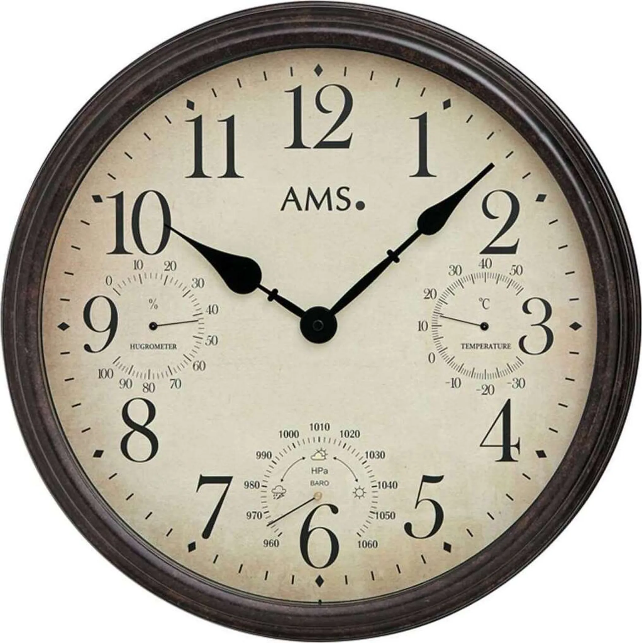 AMS 5848 - Orologio da parete radiocontrollato, analogico, rotondo, con vetro e alluminio