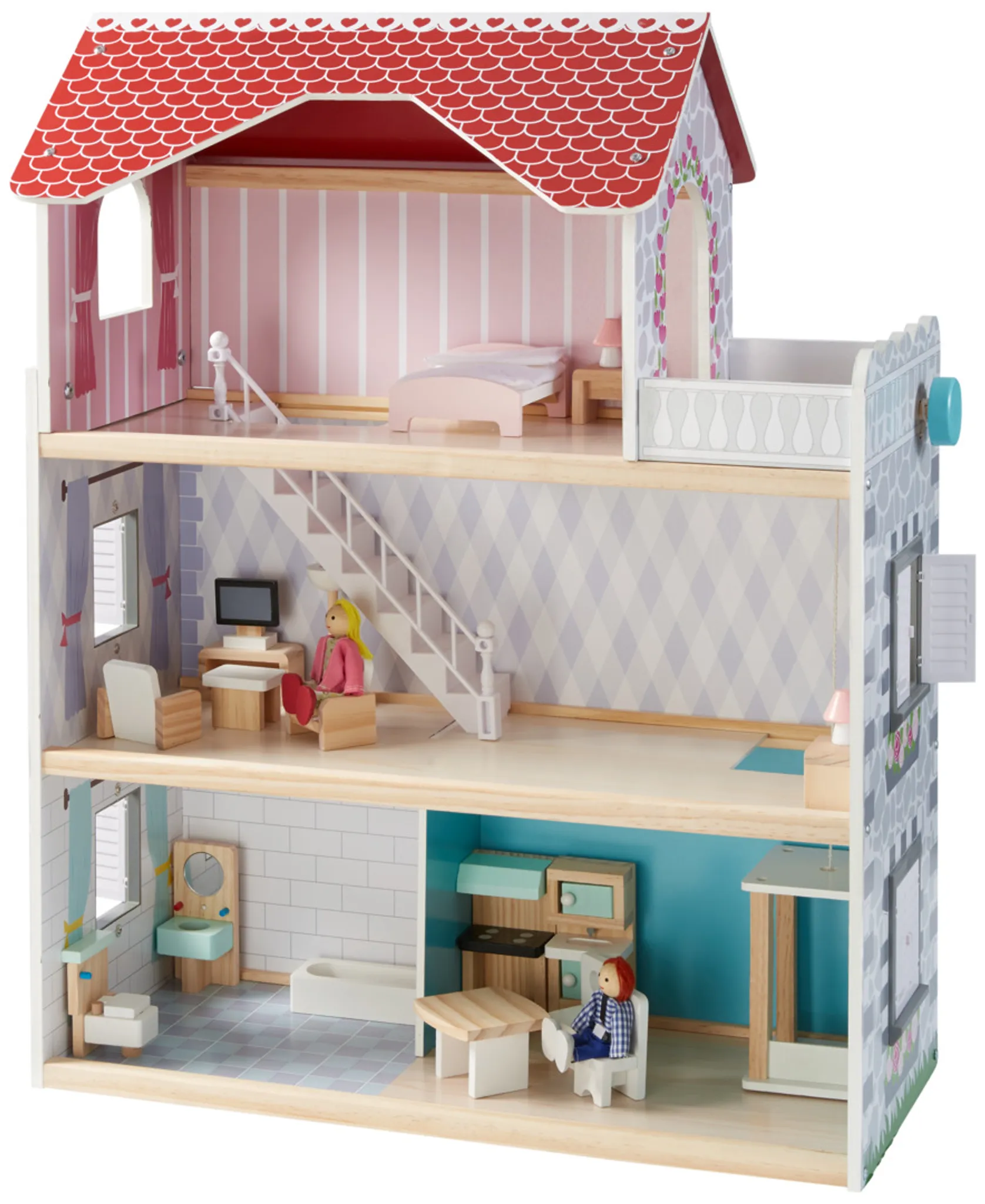 Kidland® Puppenhaus mit Aufzug, Treppe und
