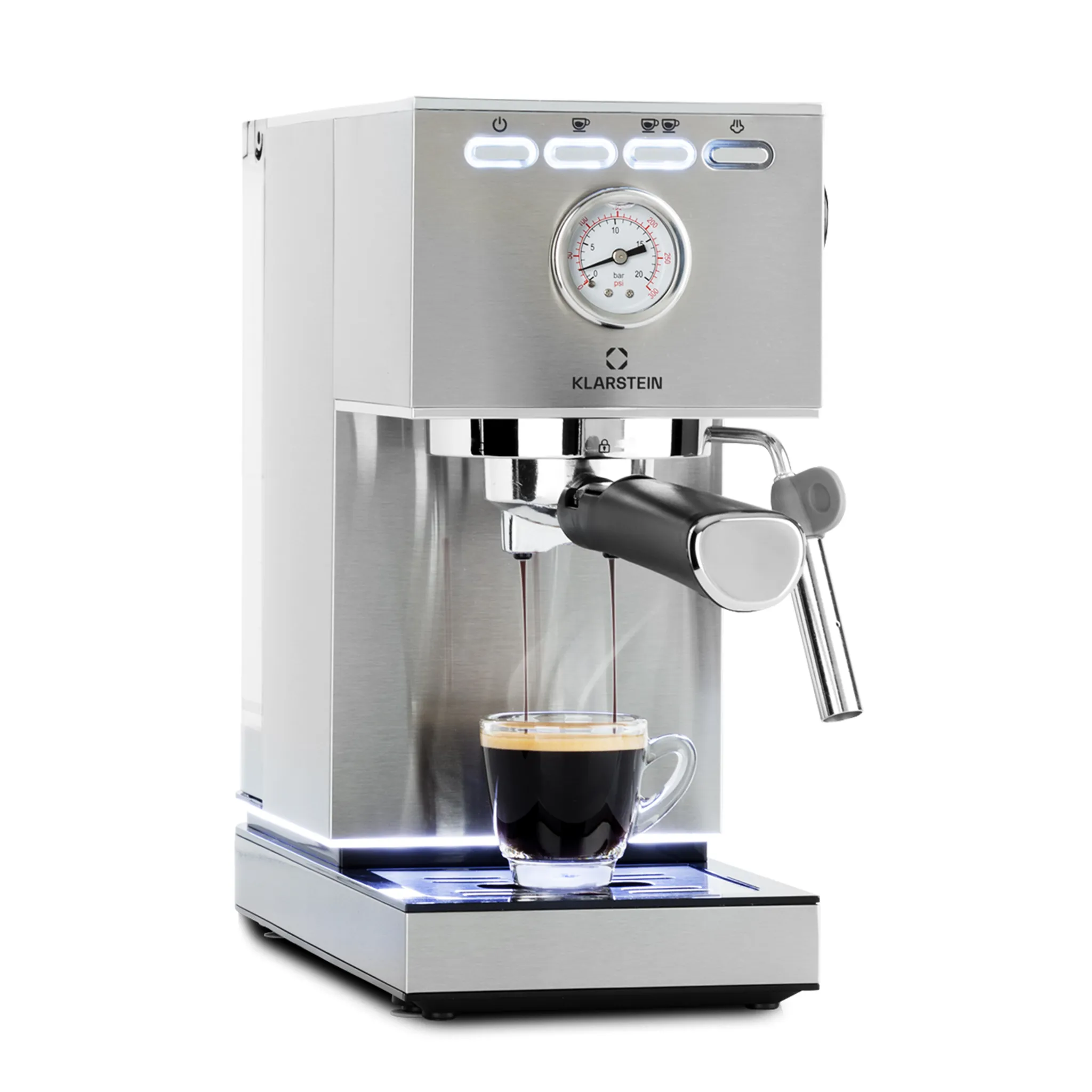 Klarstein 1,4 L Siebträgermaschine für 2 Tasse Kaffee, Mini  Espressomaschine mit Milchschäumer, 20 Bar Siebträger Kaffeemaschine Klein,  Gute Espresso