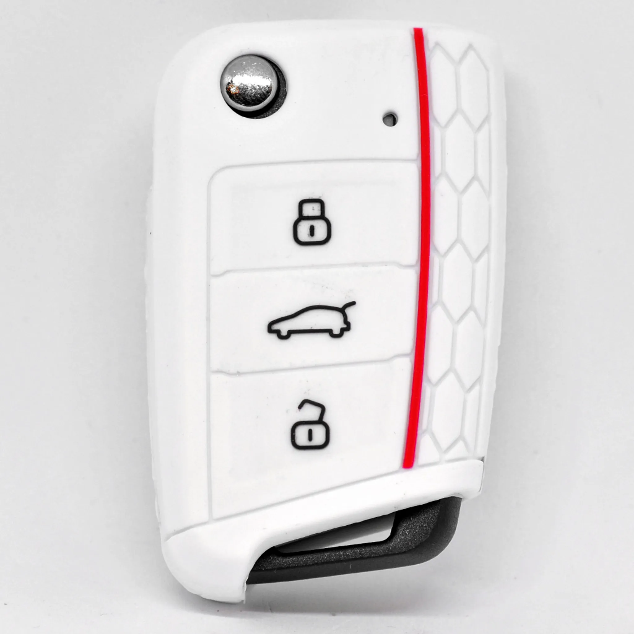 Schlüsselhülle Klappschlüssel Cover Gummi VW Golf 7 Skoda Oktavia Seat Leon  5F Weiß