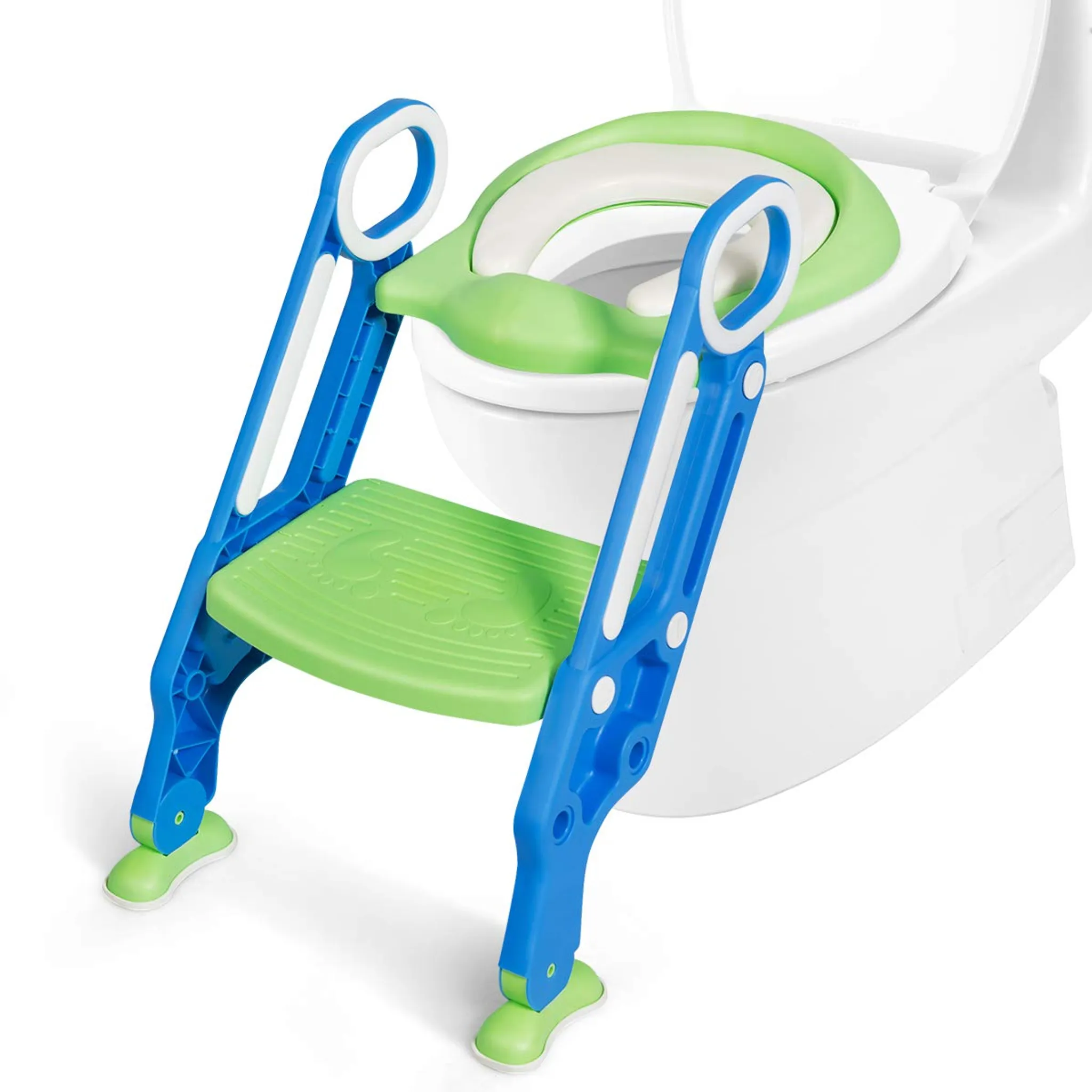 Kinder Toilettensitz faltbar Kinder Toilettentrainer Töpfchentrainer mit  Leiter und Griffe Grün - Costway