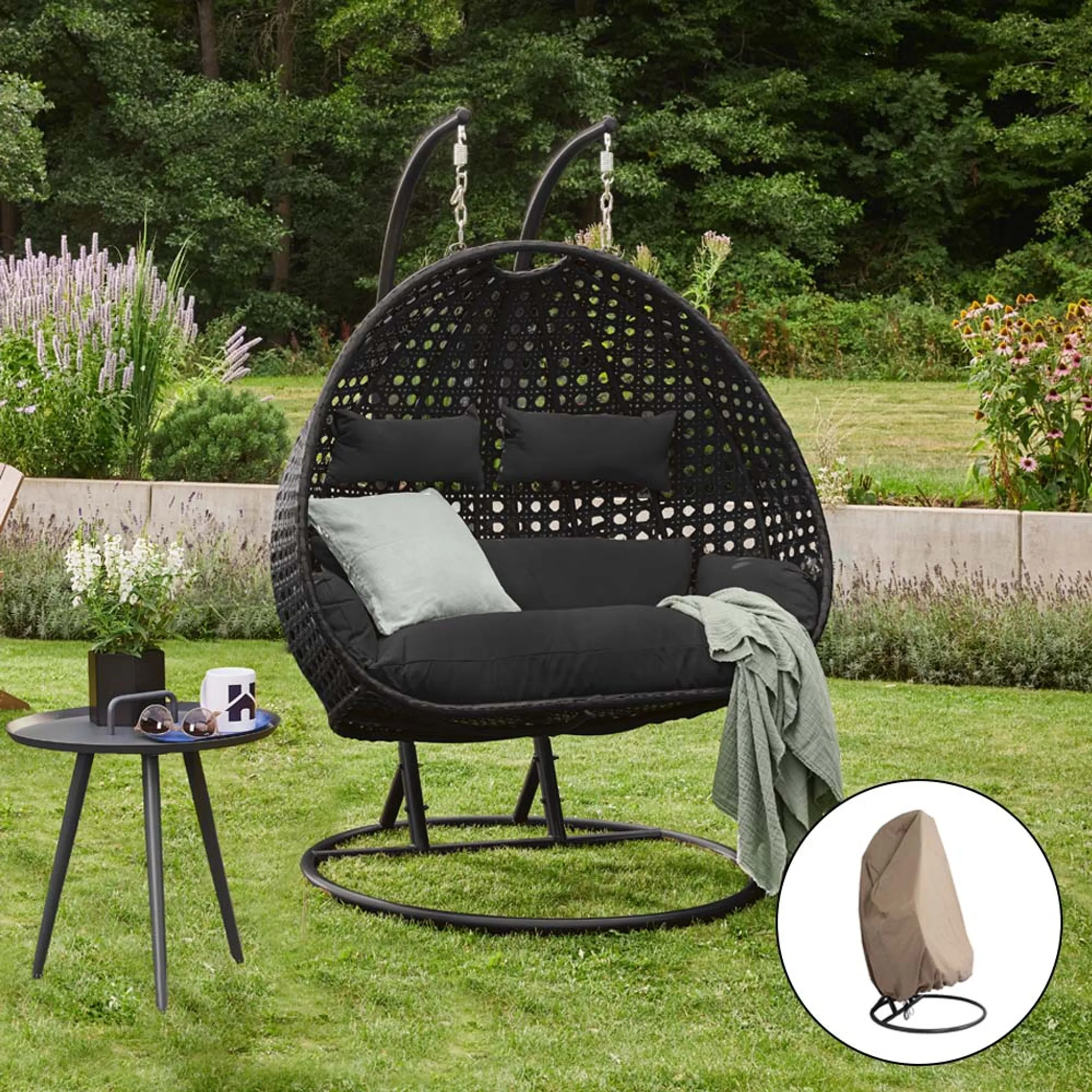 HOME DELUXE - Polyrattan Hängesessel TWIN